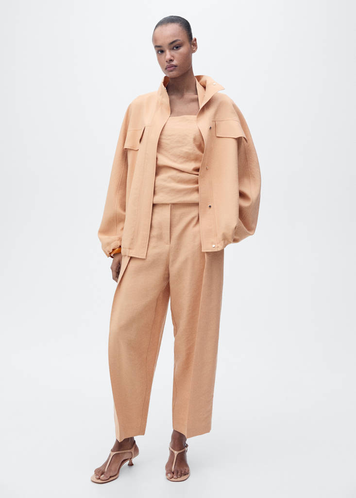 MANGO - Pantalon Lyocell droit à pinces nude - 42