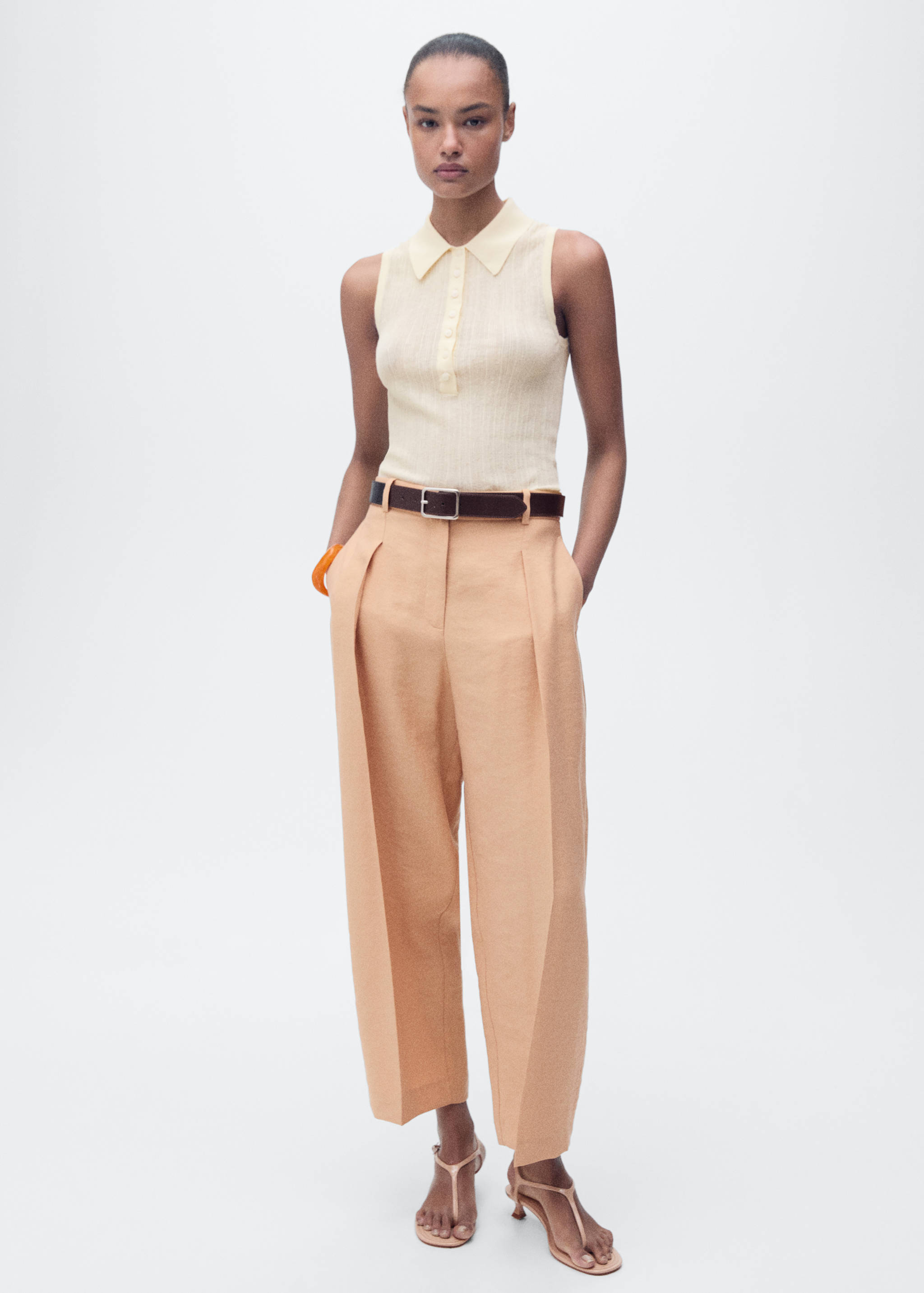 Straight-fit lyocell pants with pleats - Details of the article 2