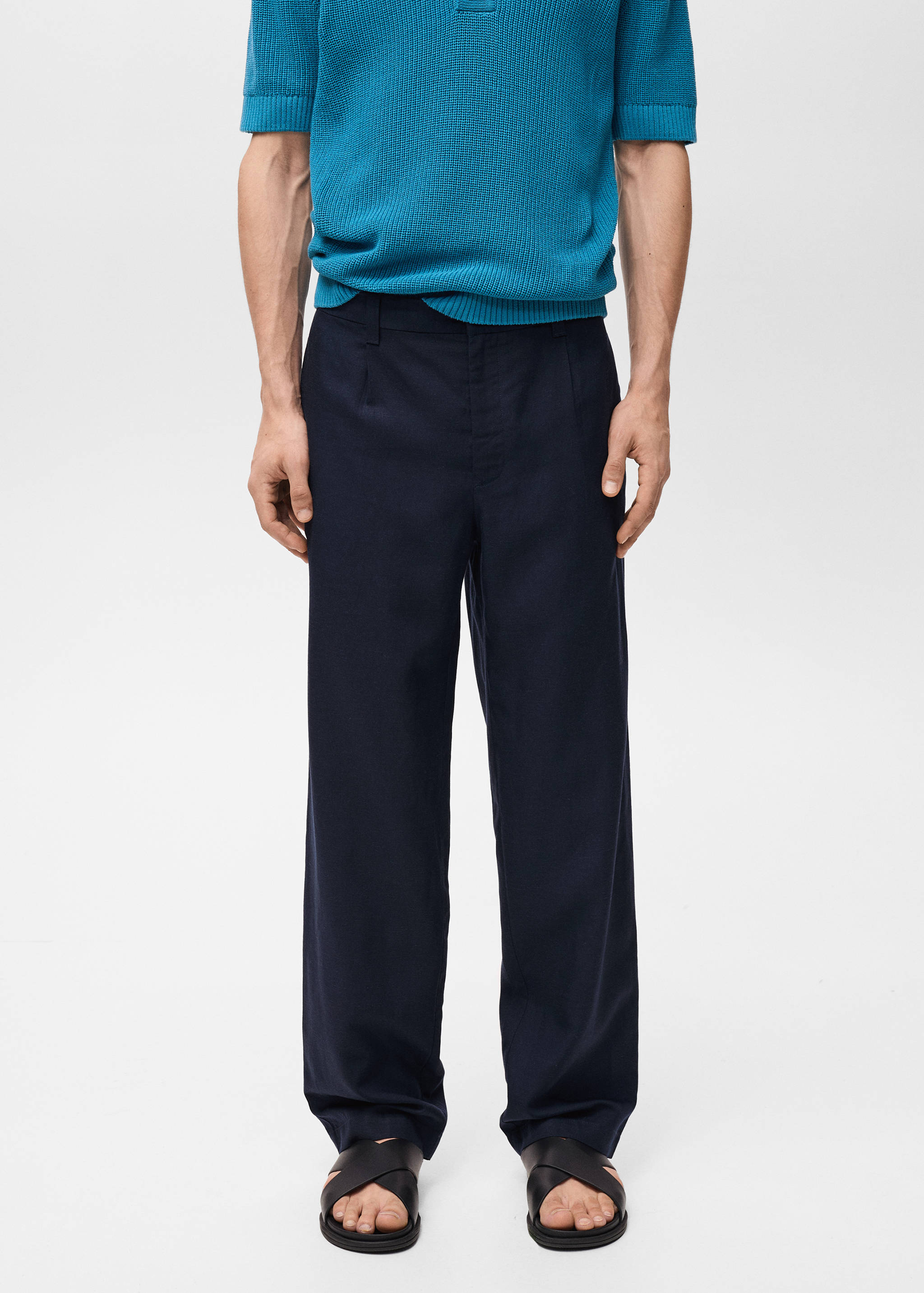 Linen lyocell regular-fit trousers - Medium plane