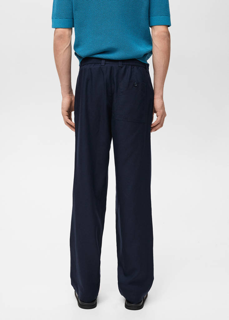 Linen lyocell regular-fit trousers — Dark Navy