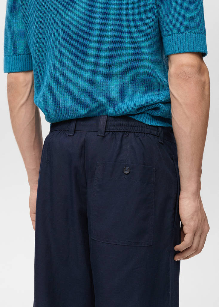 Linen lyocell regular-fit trousers — Dark Navy