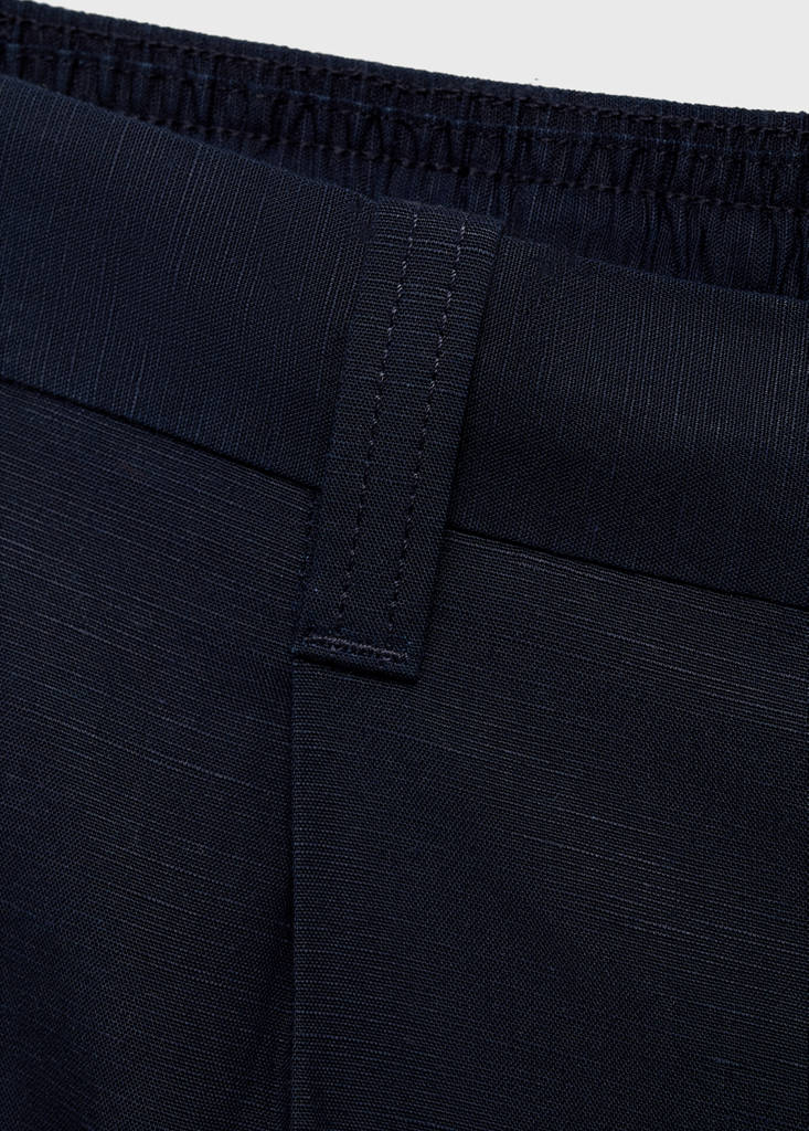 Linen lyocell regular-fit trousers — Dark Navy