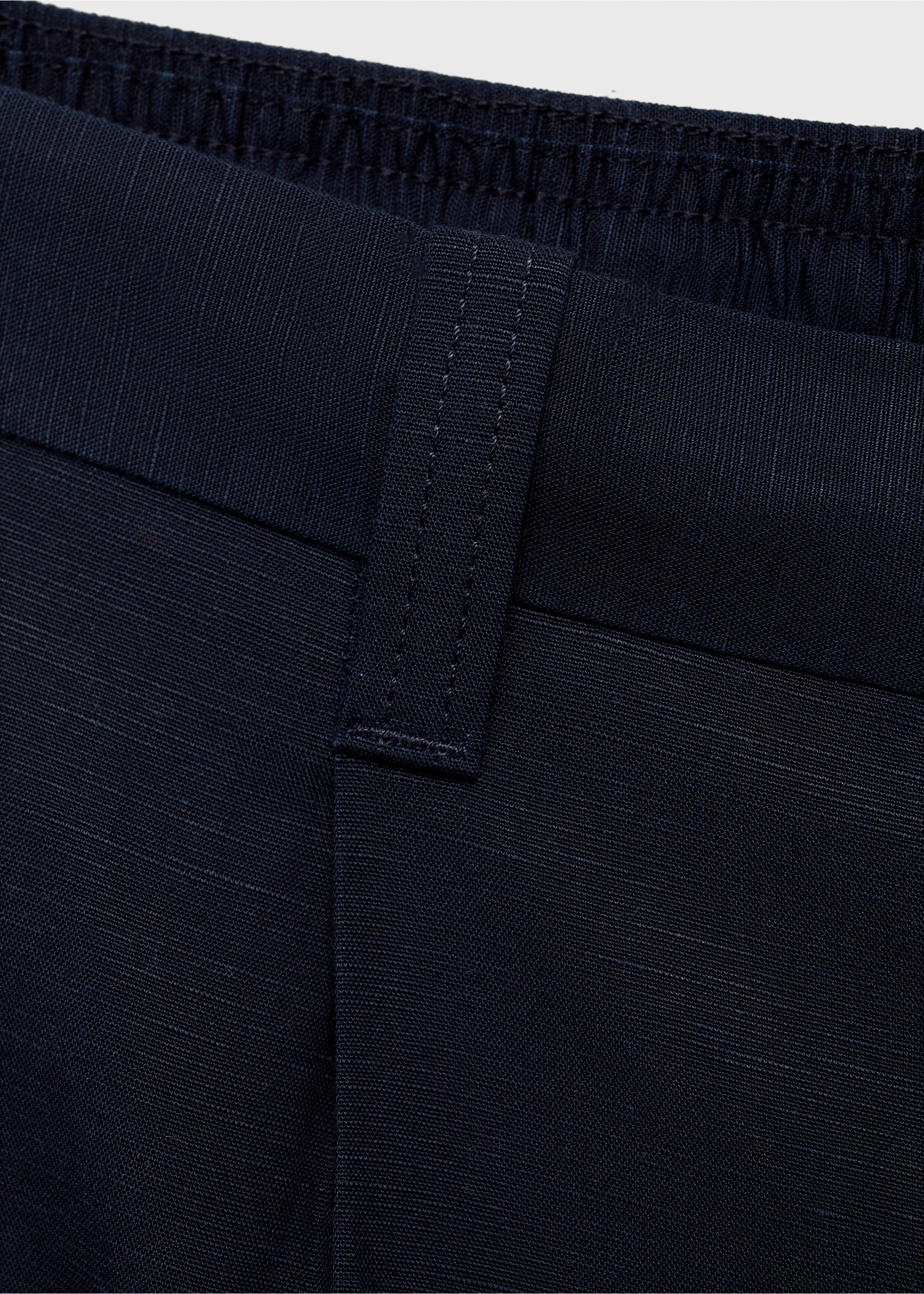 Linen lyocell regular-fit trousers - Details of the article 8, Dark Navy. Ref: 87007889-00.