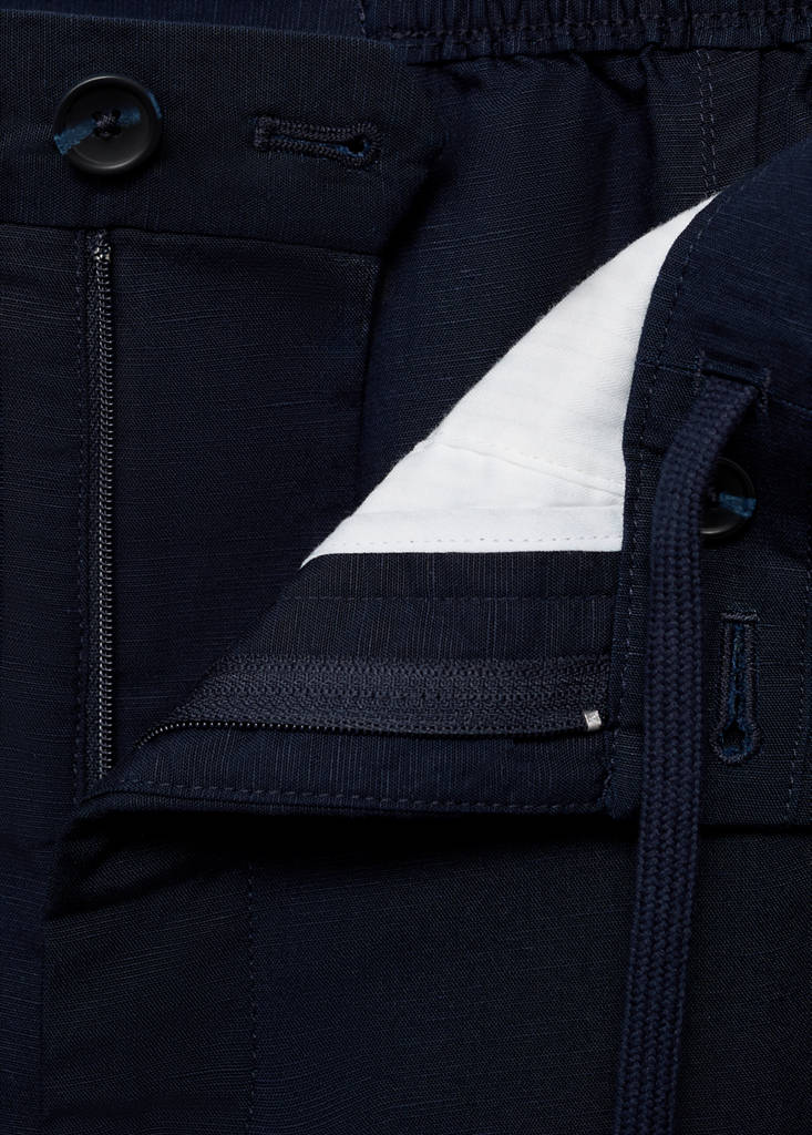 Linen lyocell regular-fit trousers — Dark Navy