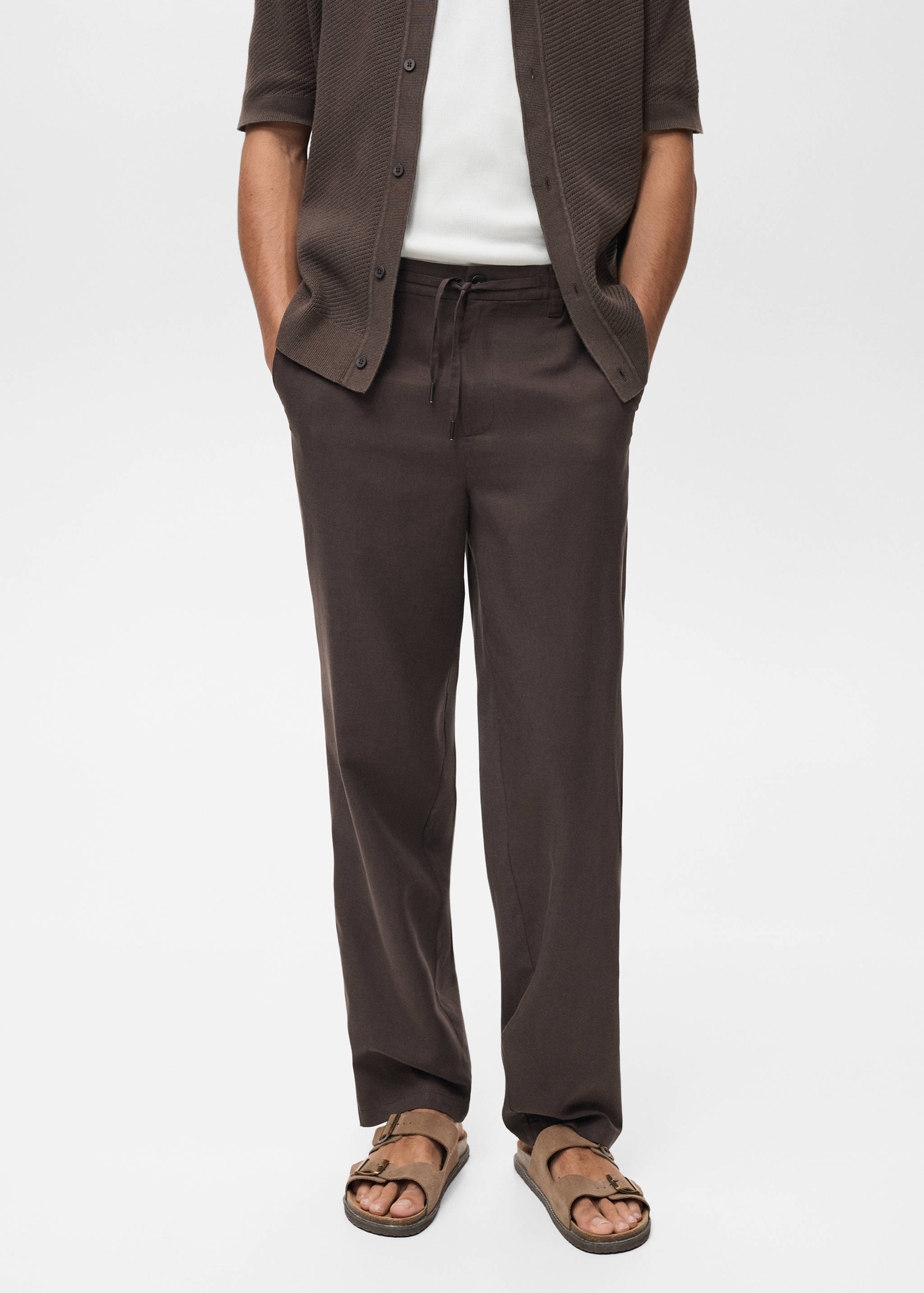 Straight-fit viscose trousers - Medium plane