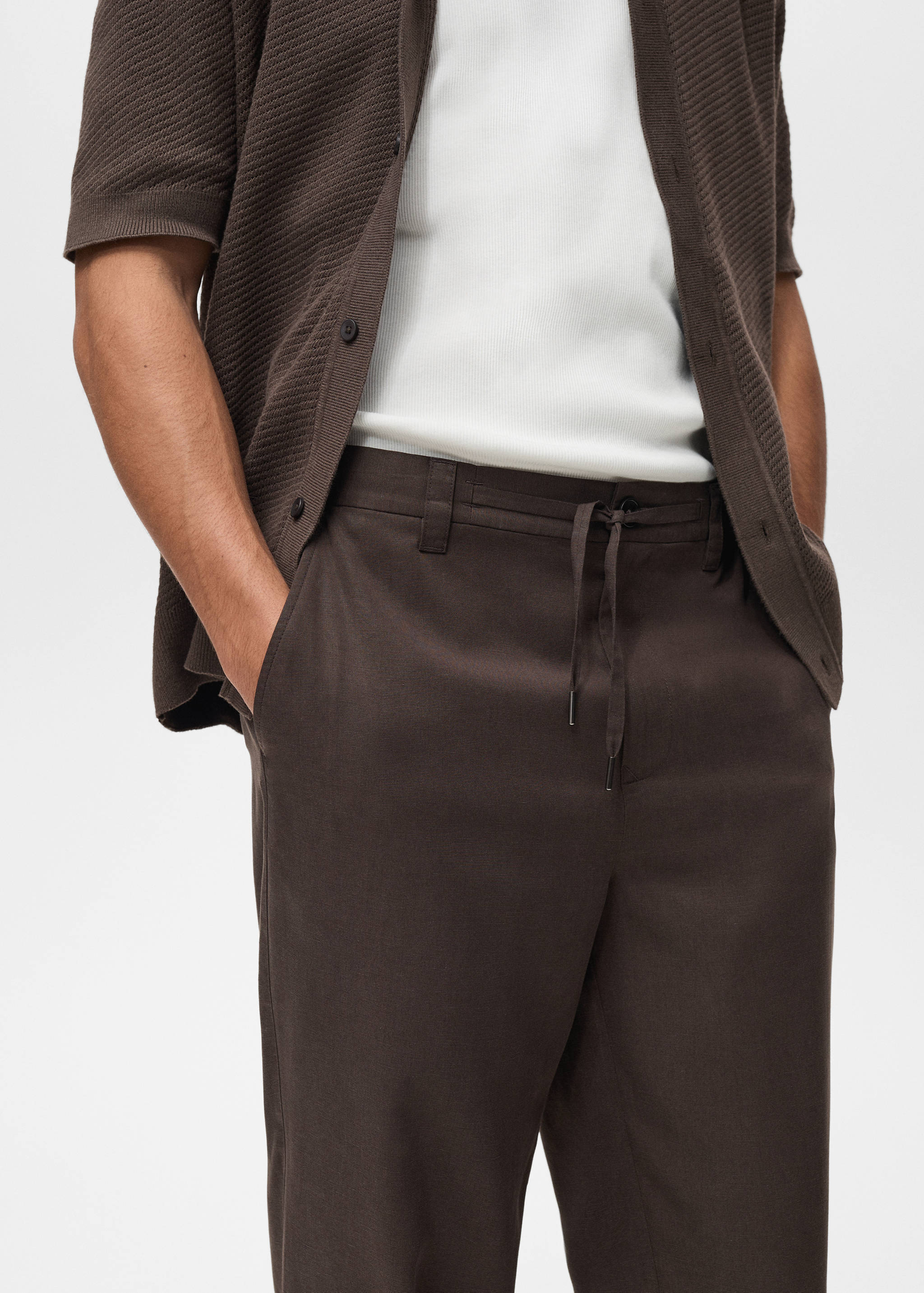 Straight-fit viscose trousers - Details of the article 1