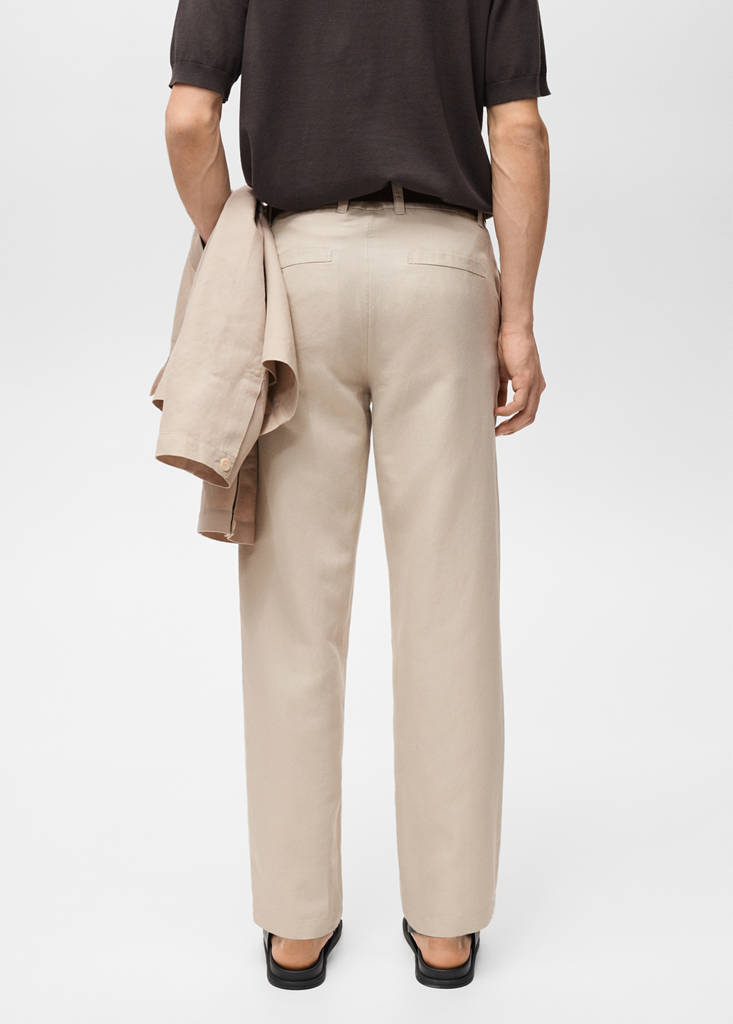 Regular-fit linen trousers — Sand