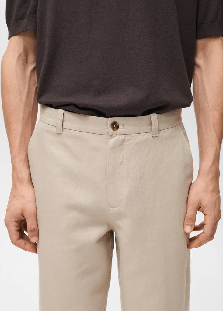 Regular-fit linen trousers — Sand