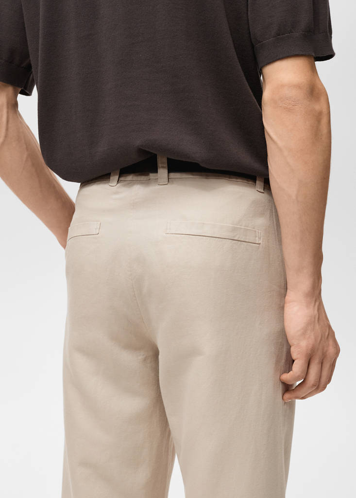Regular-fit linen trousers — Sand