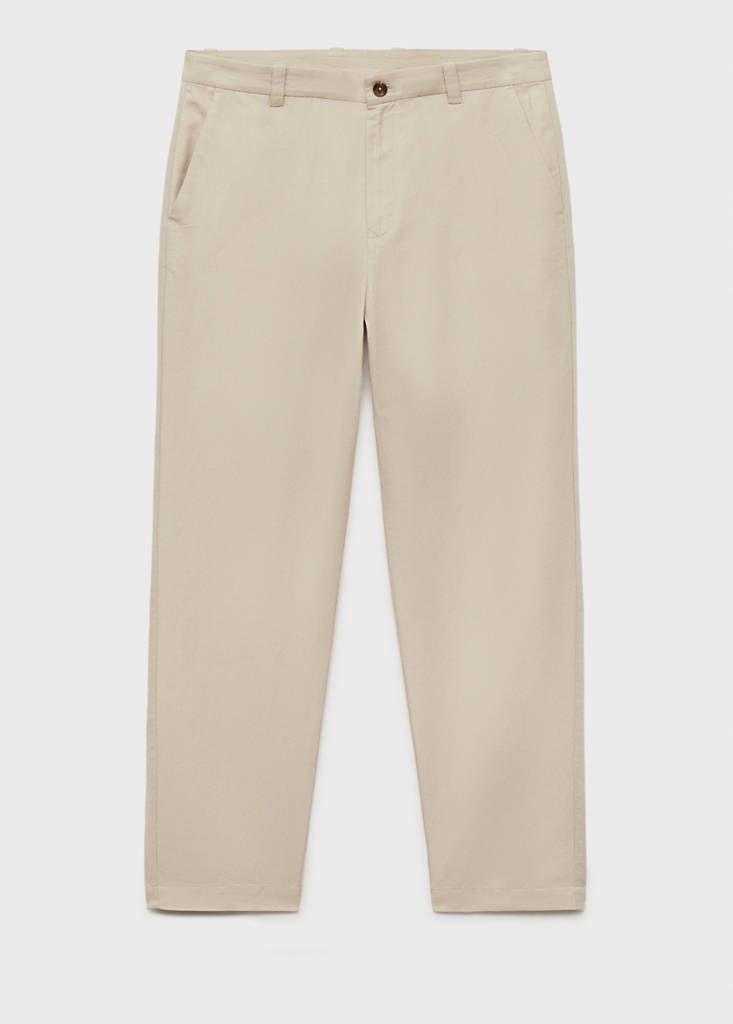 Regular-fit linen trousers — Sand