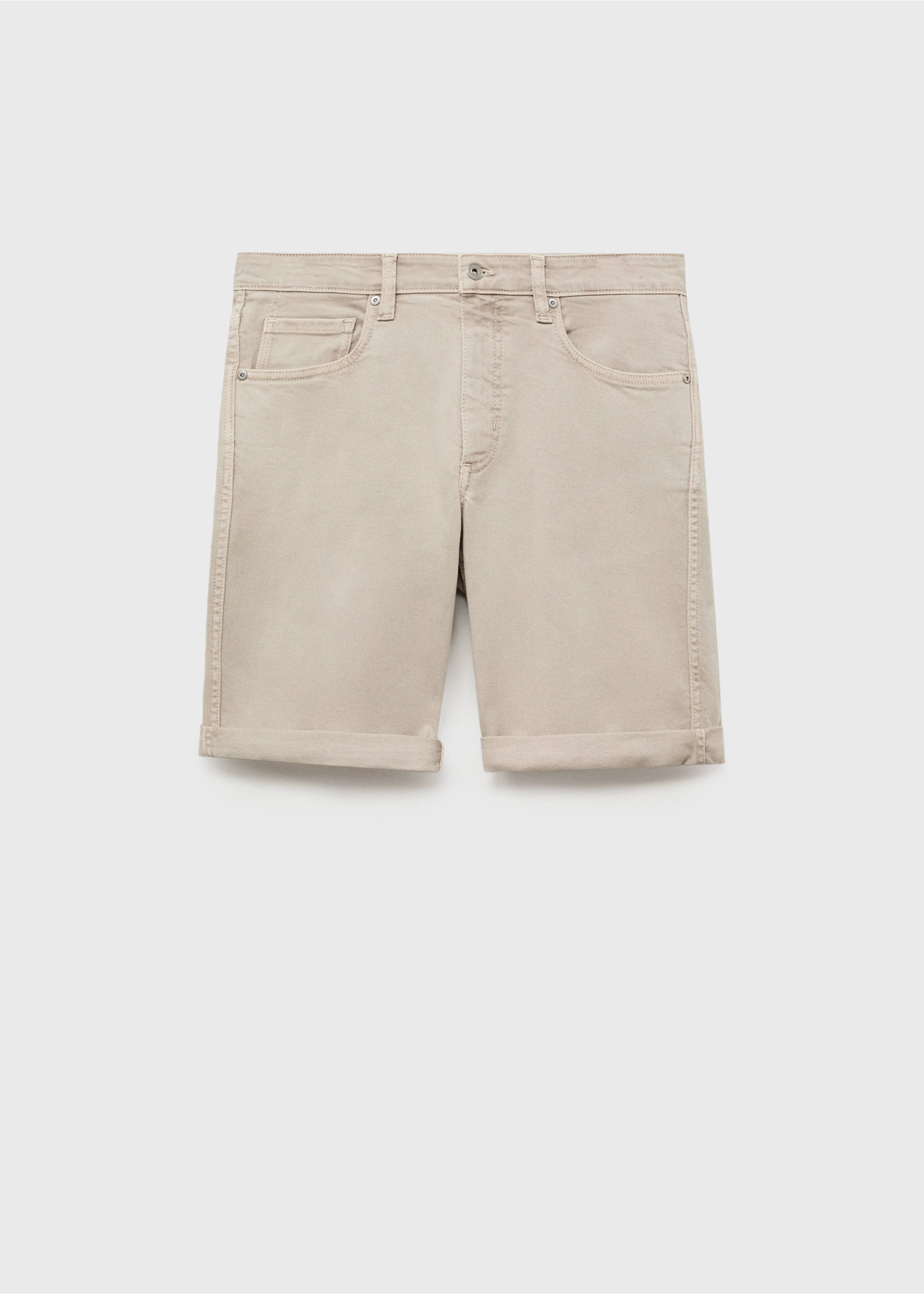 Beige denim bermuda shorts with turn-up cuffs., Sand. Ref: 87007893-00.