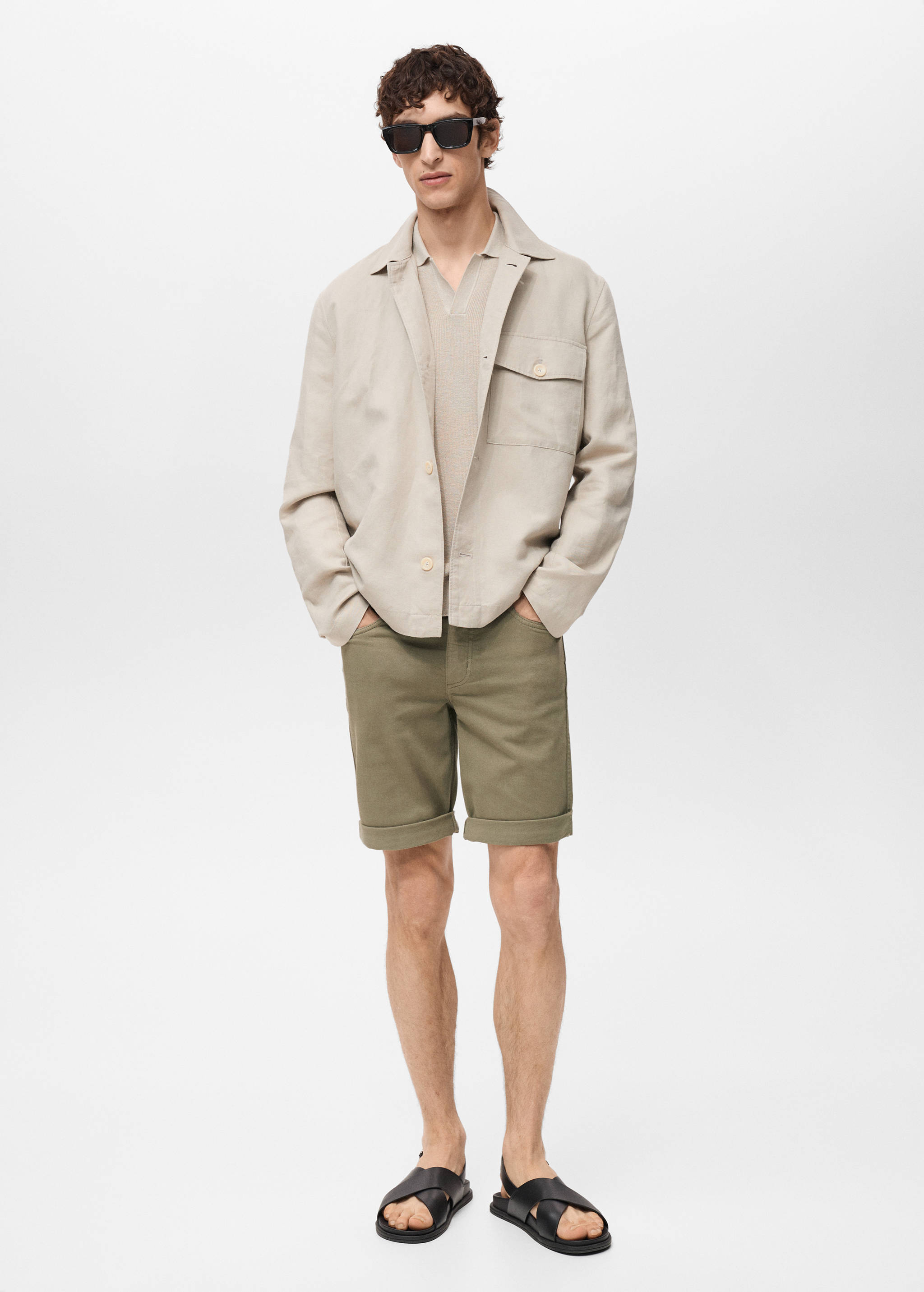 Slim fit cotton Bermuda shorts - General plane