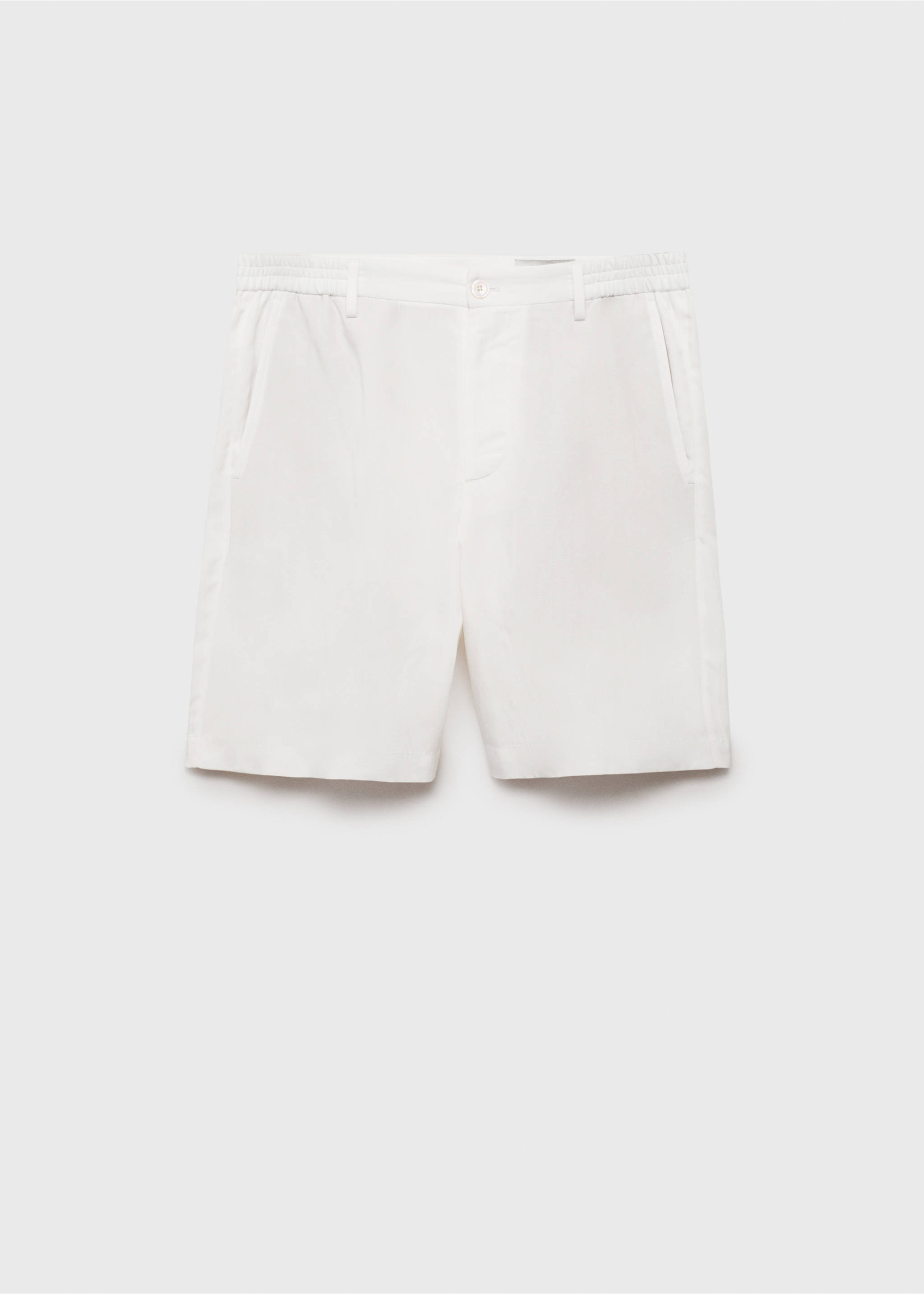 Slim-fit bermuda van linnen en lyocell - Artikel zonder model, Gebroken wit. Ref: 87007899-00.