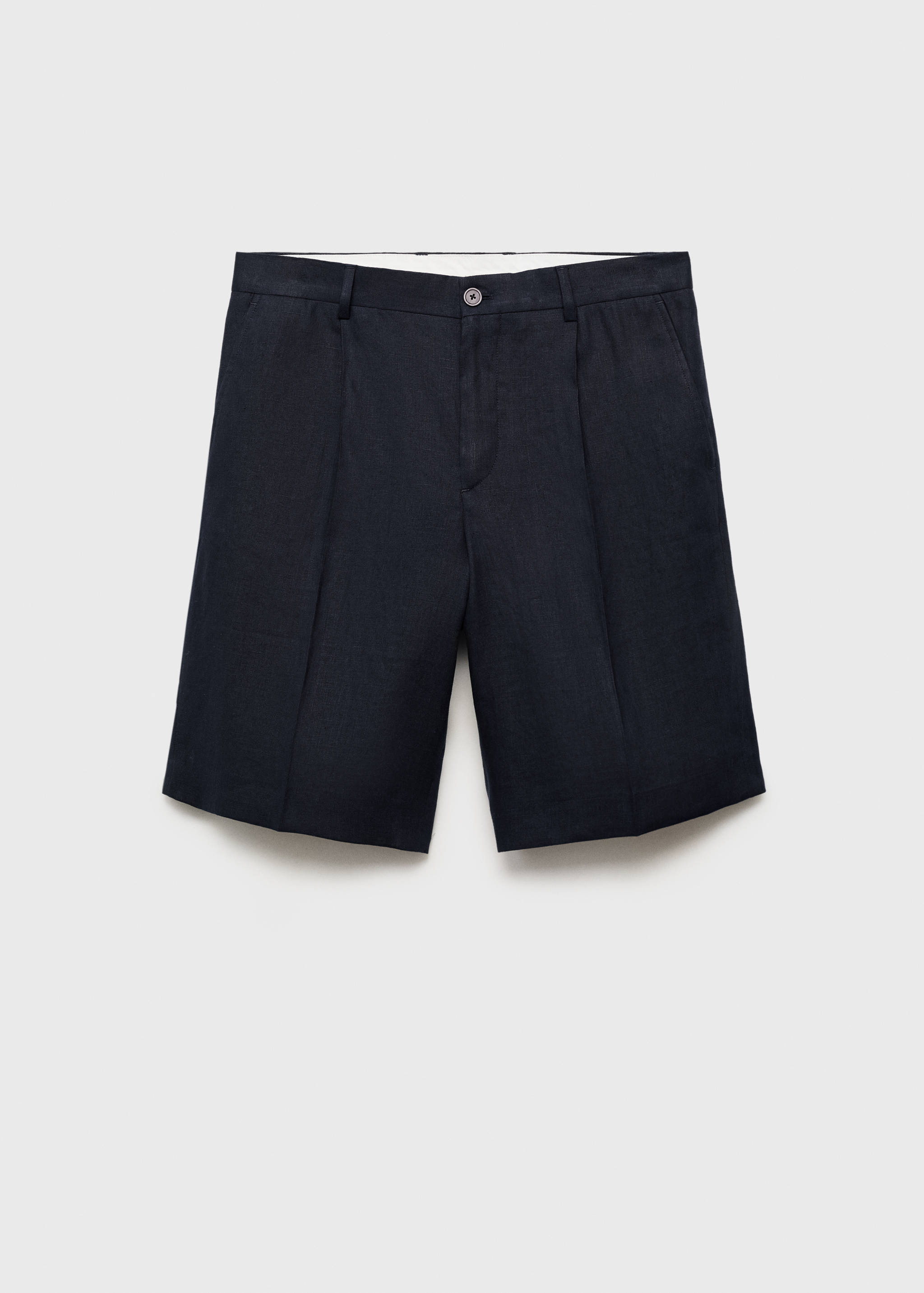 修身版型100%亚麻百慕大短裤 - null