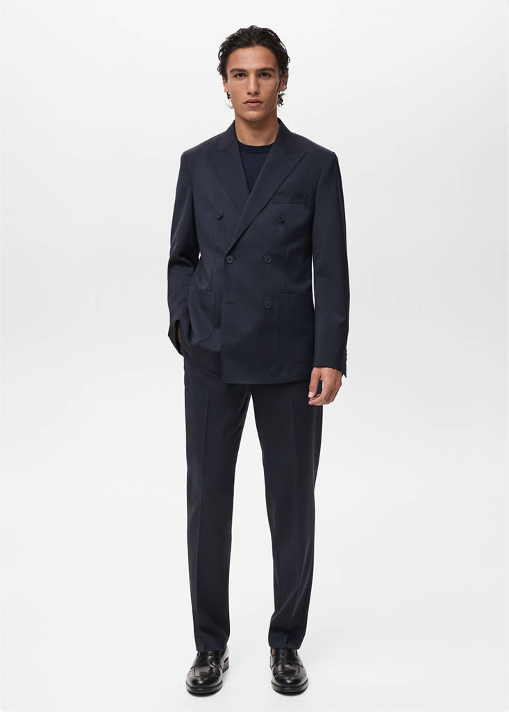 MANGO MAN - Pantalon de costume en laine froide bleu - 40