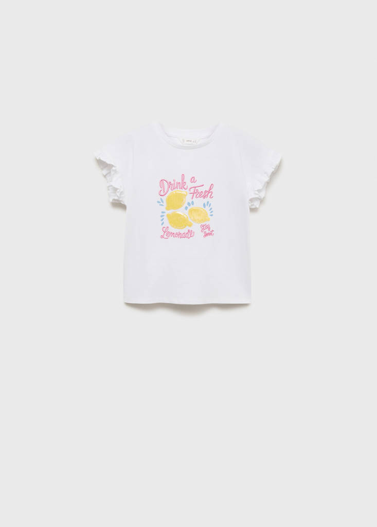 Ruffled printed t-shirt — Off White