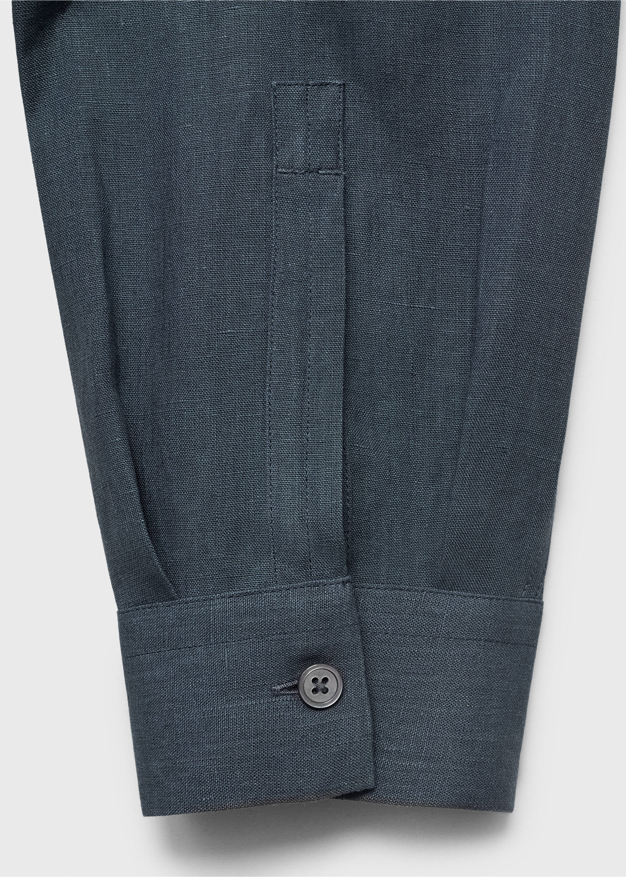 100% linen bowling-collar shirt - Details of the article 0, Petrol Blue. Ref: 87007909-00.