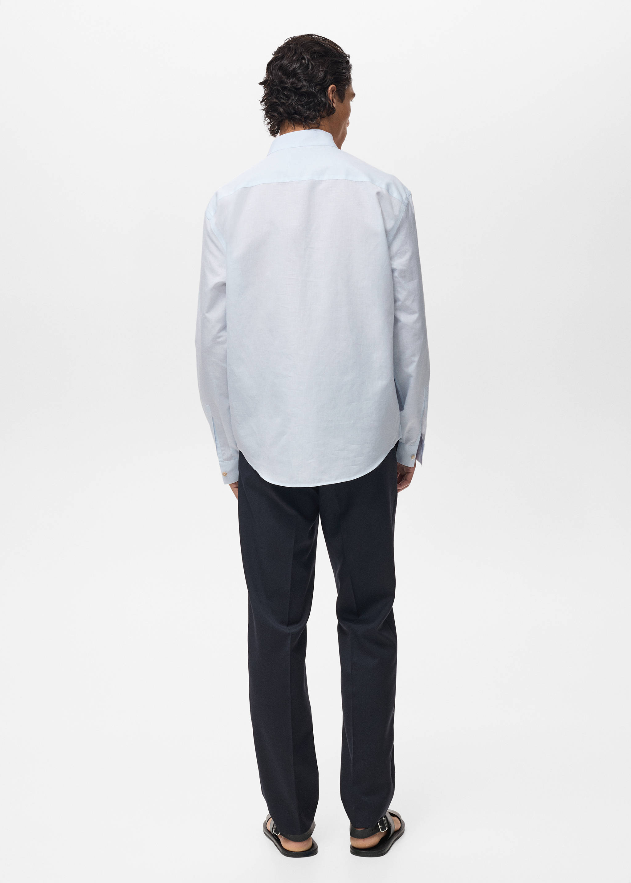 Linen-blend shirt with mandarin collar - Reverse of the article