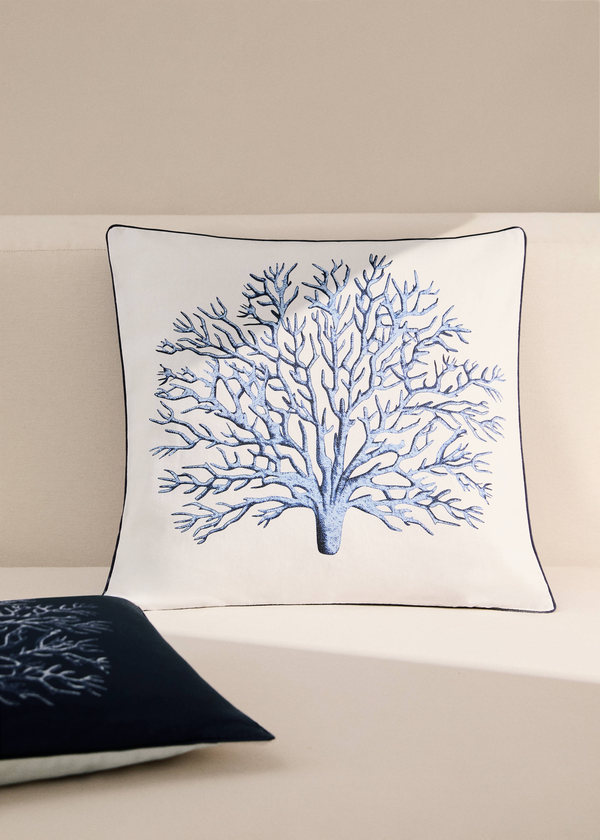 Kussenhoes met koraalprint 45x45 cm - Overzichtstekening