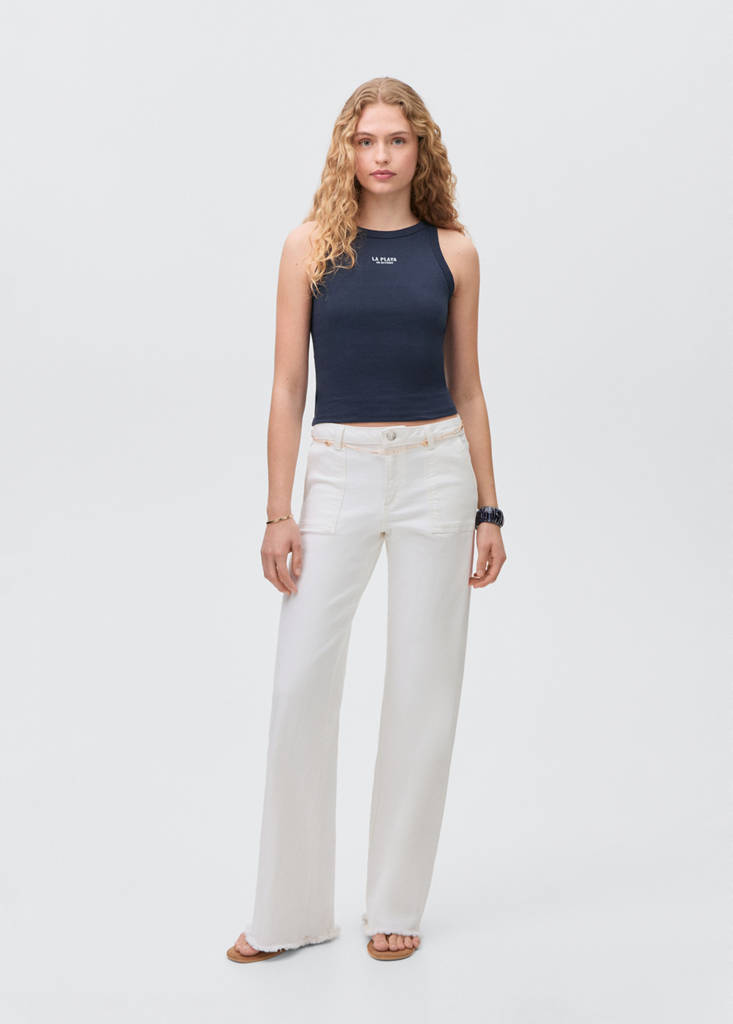 Message cotton T-shirt — Navy
