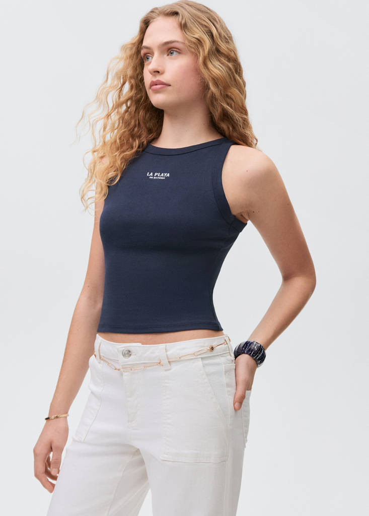 Message cotton T-shirt — Navy
