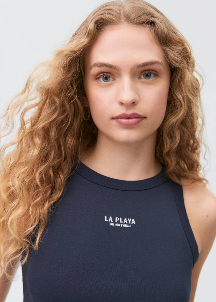 Message cotton T-shirt — Navy