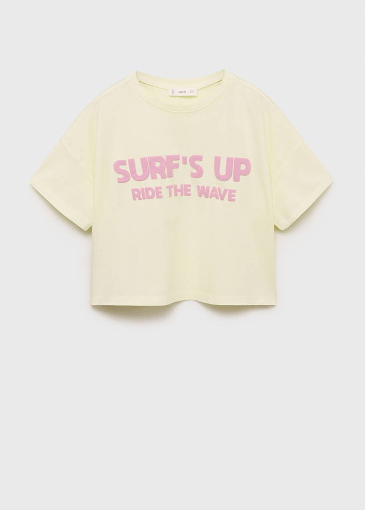 MANGO KIDS - T-shirt message relief jaune pastel - 7-8 ans - Fille