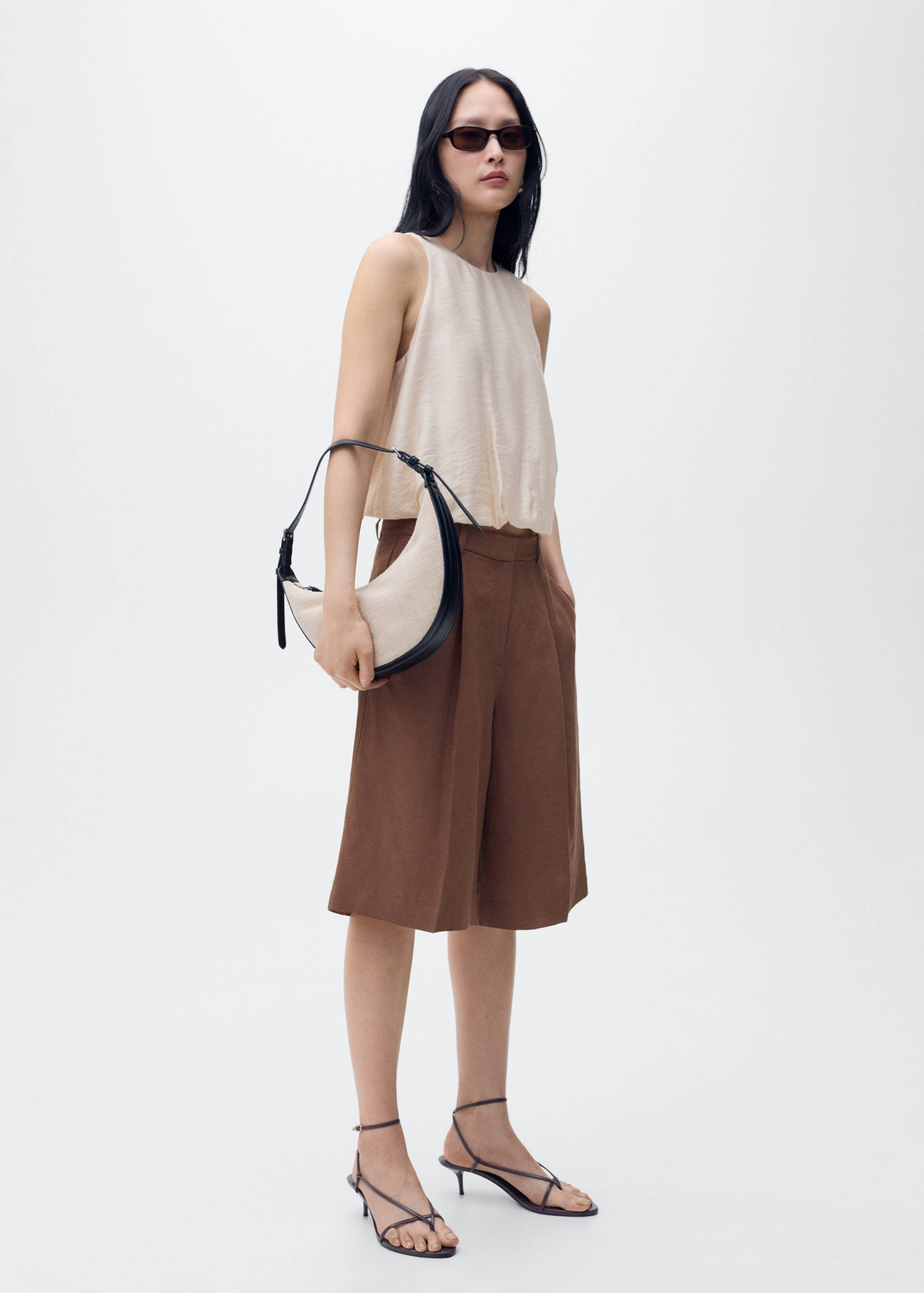 Lyocell-blend top with puffed hem - General plane