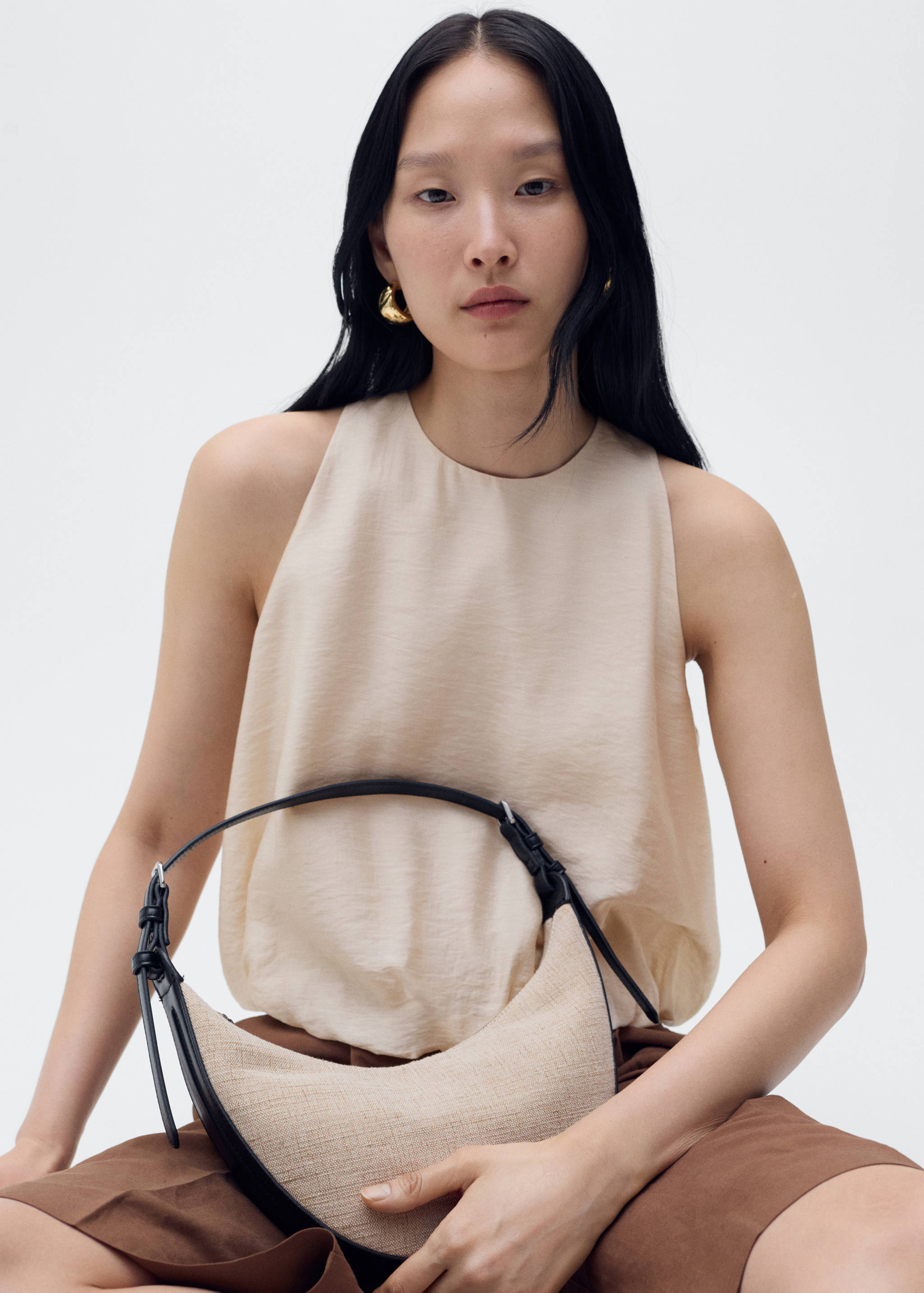 Lyocell-blend top with puffed hem - Details of the article 2