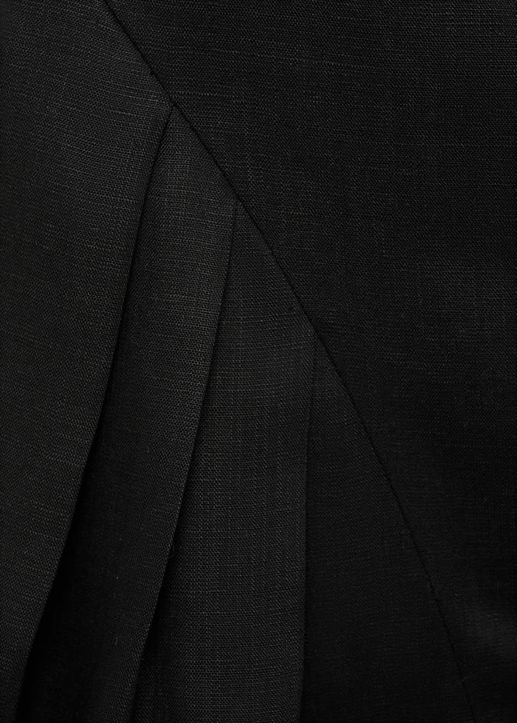 Linen-blend dress with pleats — Black