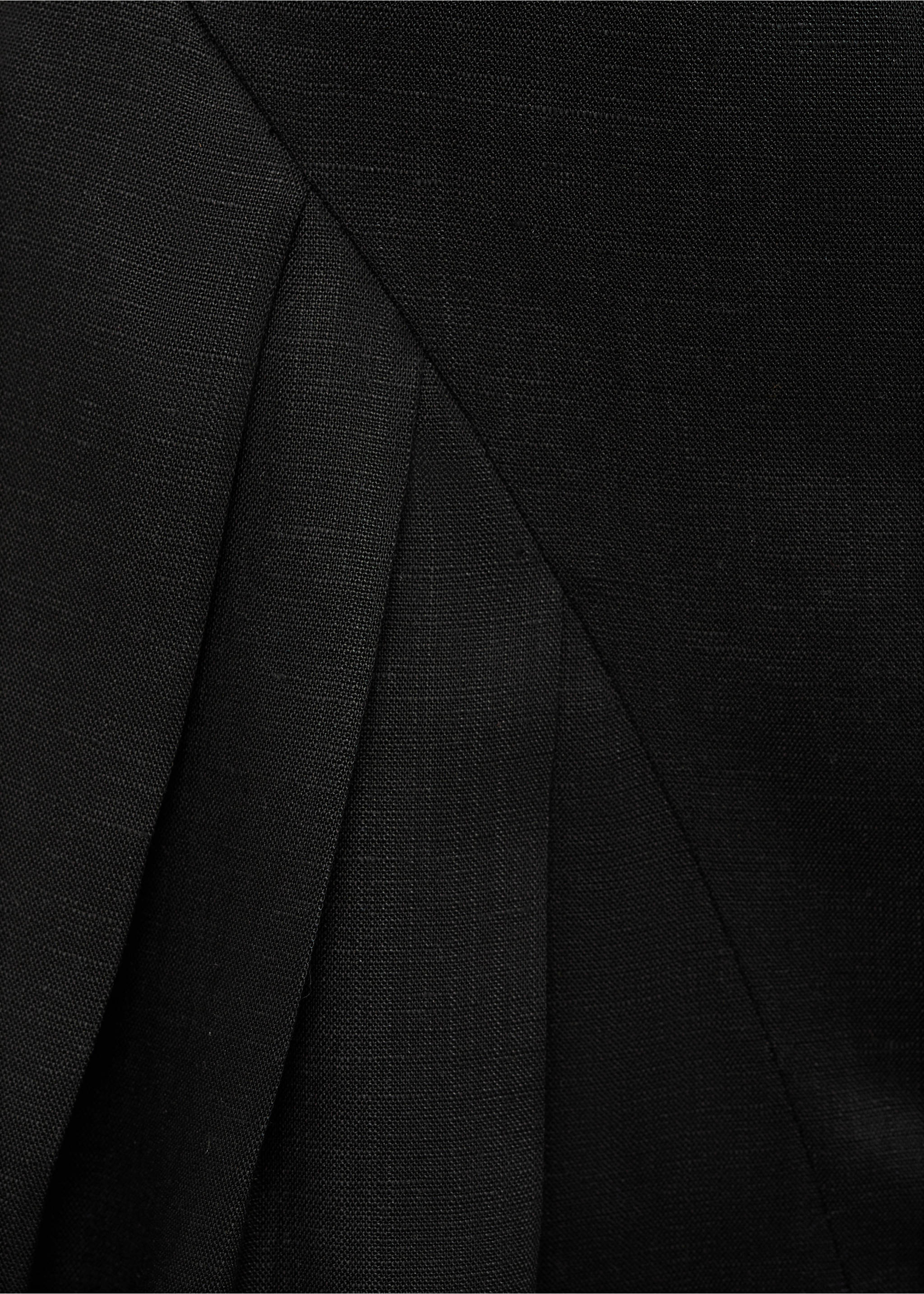 Leinenmischung-Kleid mit Falten - Detail des Artikels 8, Schwarz. Ref: 87009071-00.