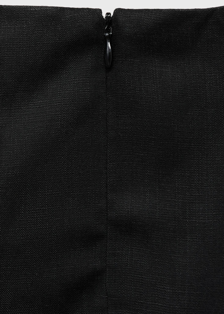 Linen-blend dress with pleats — Black