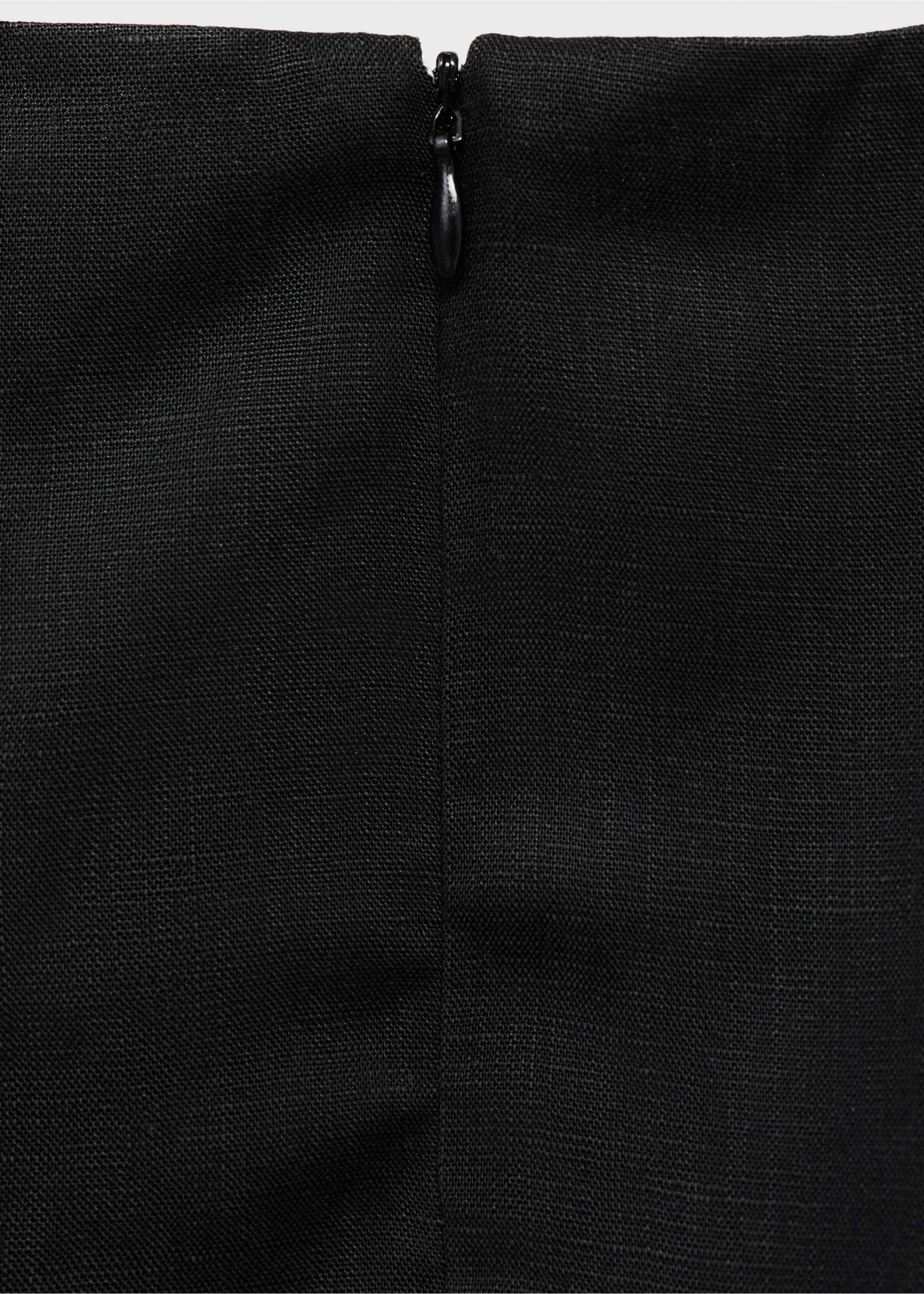 Leinenmischung-Kleid mit Falten - Detail des Artikels 0, Schwarz. Ref: 87009071-00.