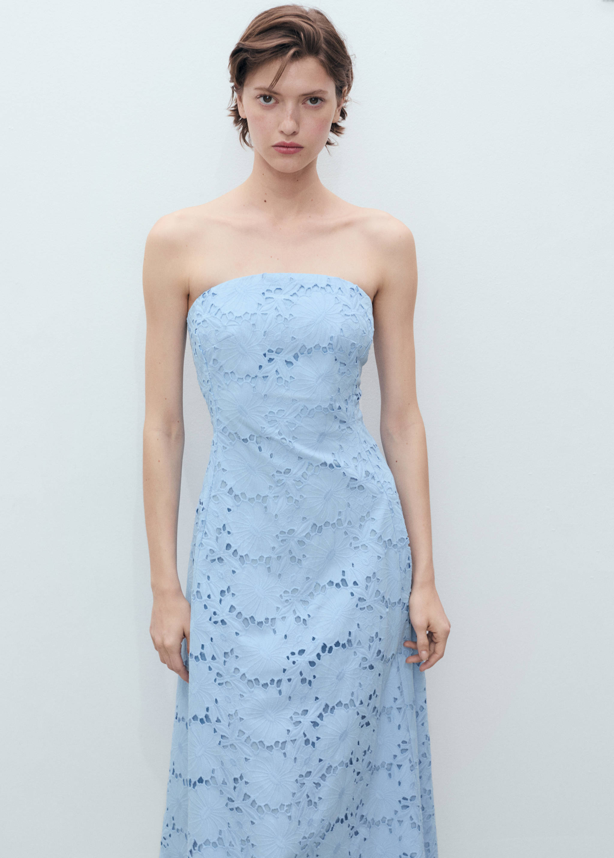 English embroidered strapless dress - Medium plane
