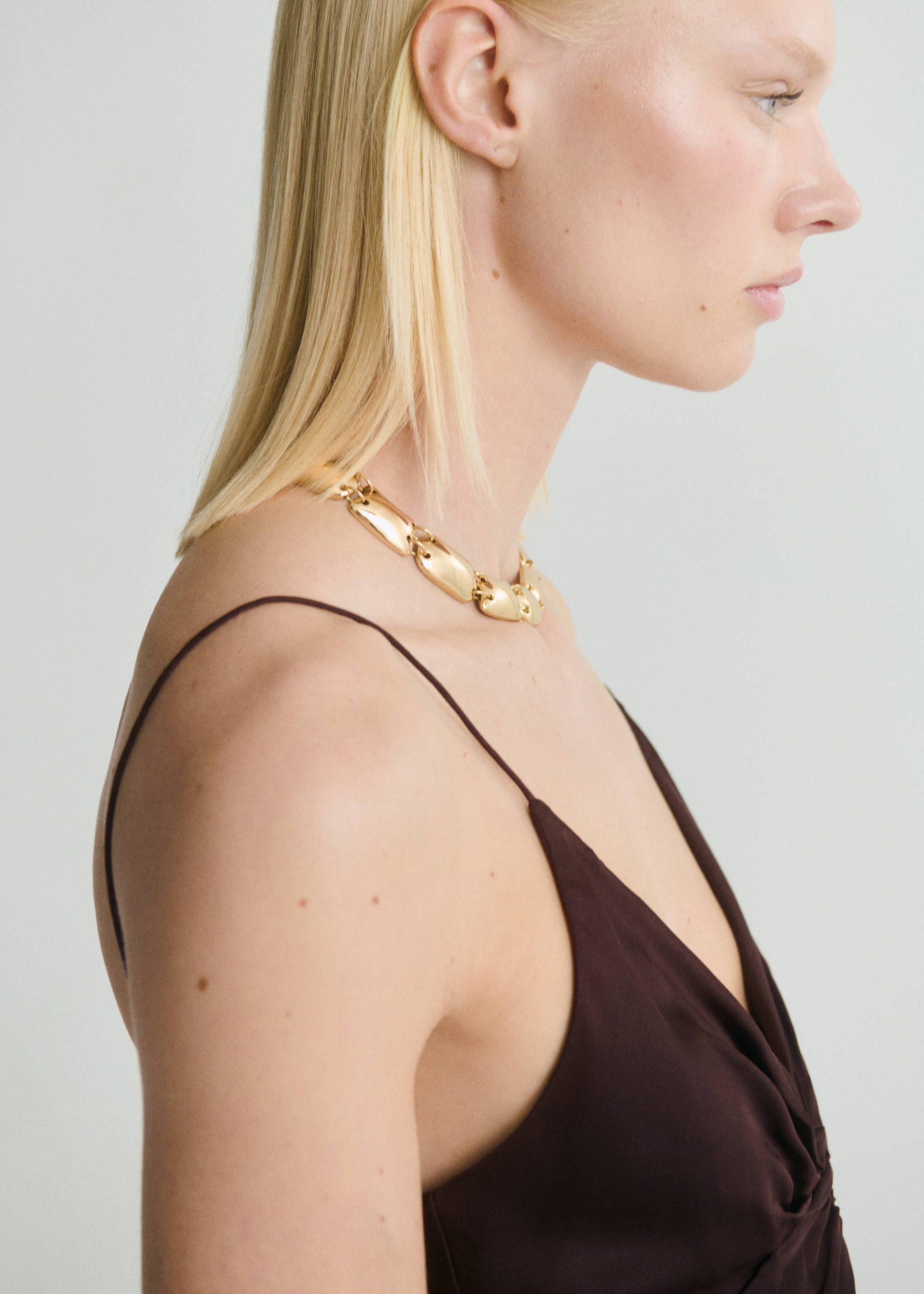 V-neck satin dress - Details of the article 1