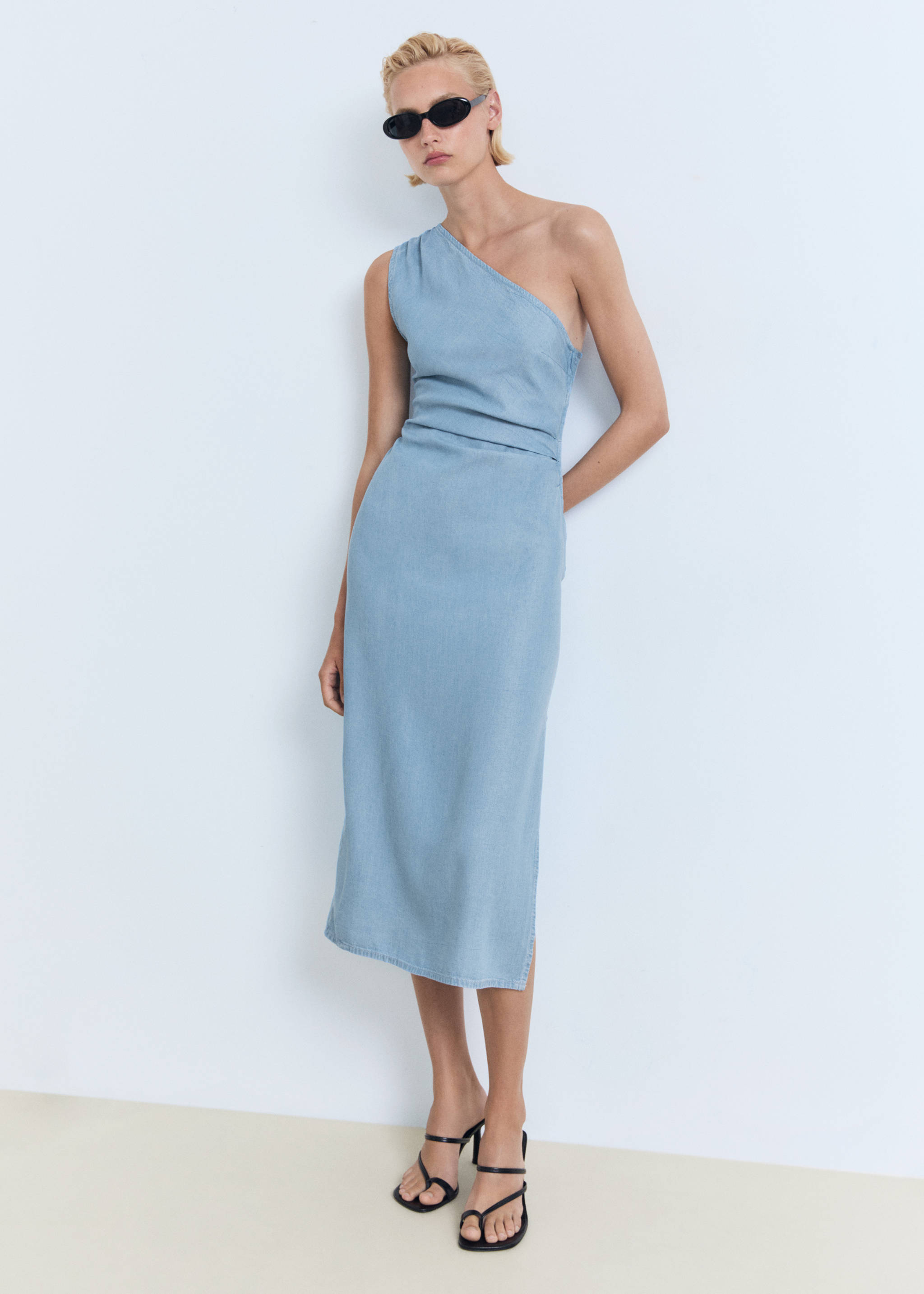 Draped asymmetrical lyocell dress - General plane