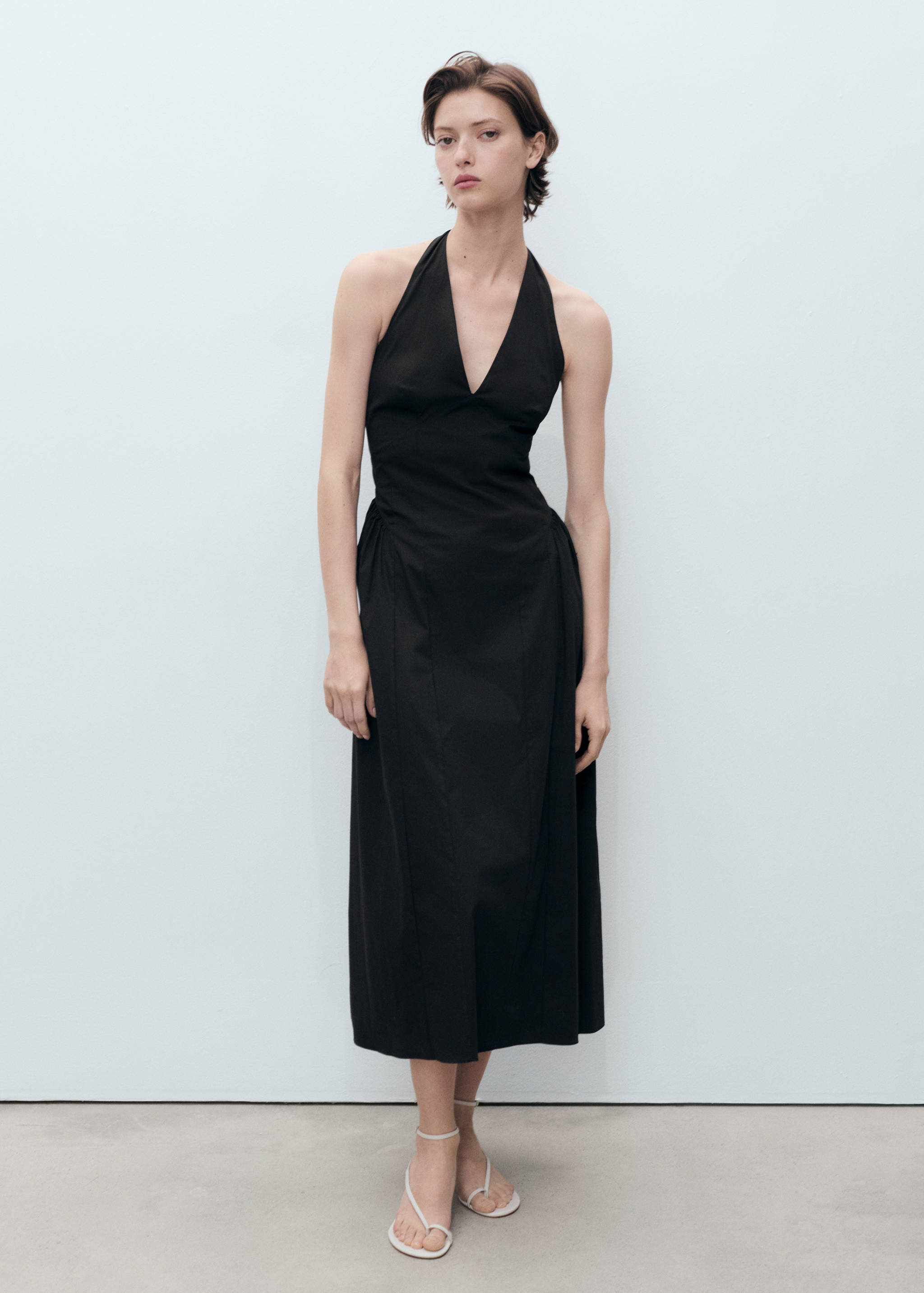 Vestito midi cotone collo halter - Piano generale