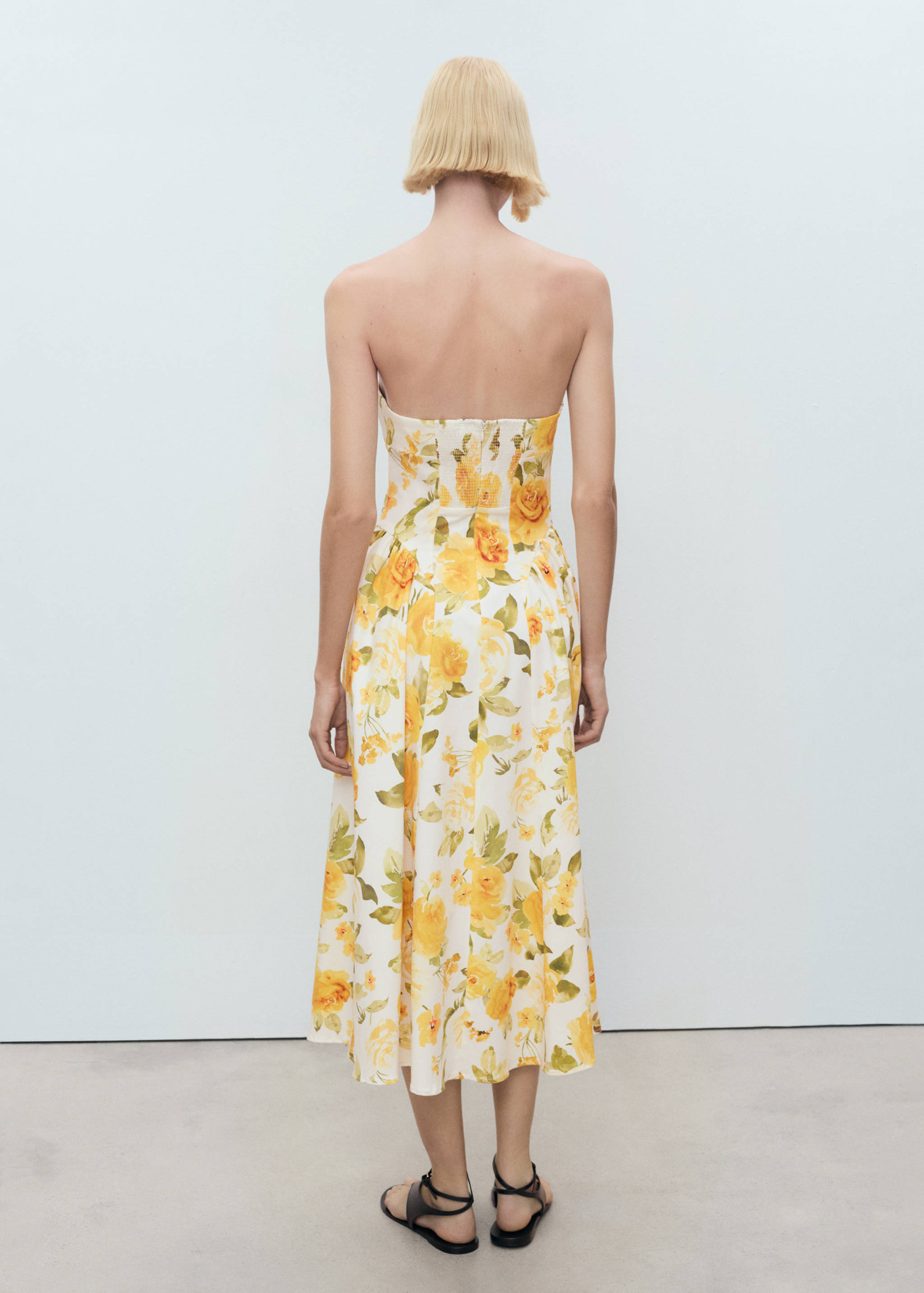 Robe midi à fleurs à décolleté froncé - Verso de l’article