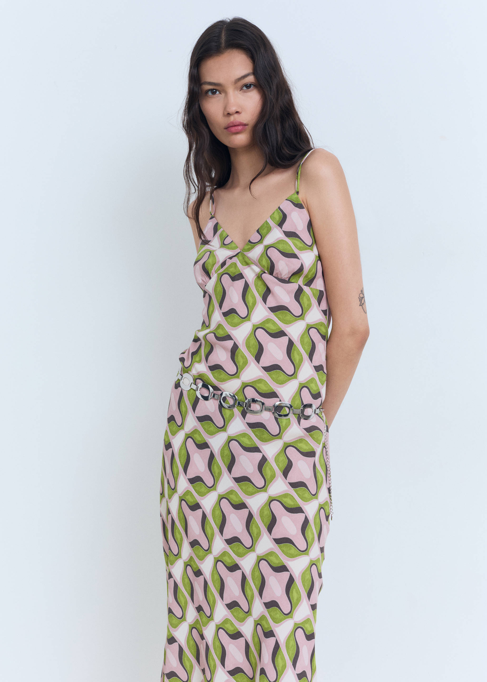 Abstract-print midi-dress - Medium plane
