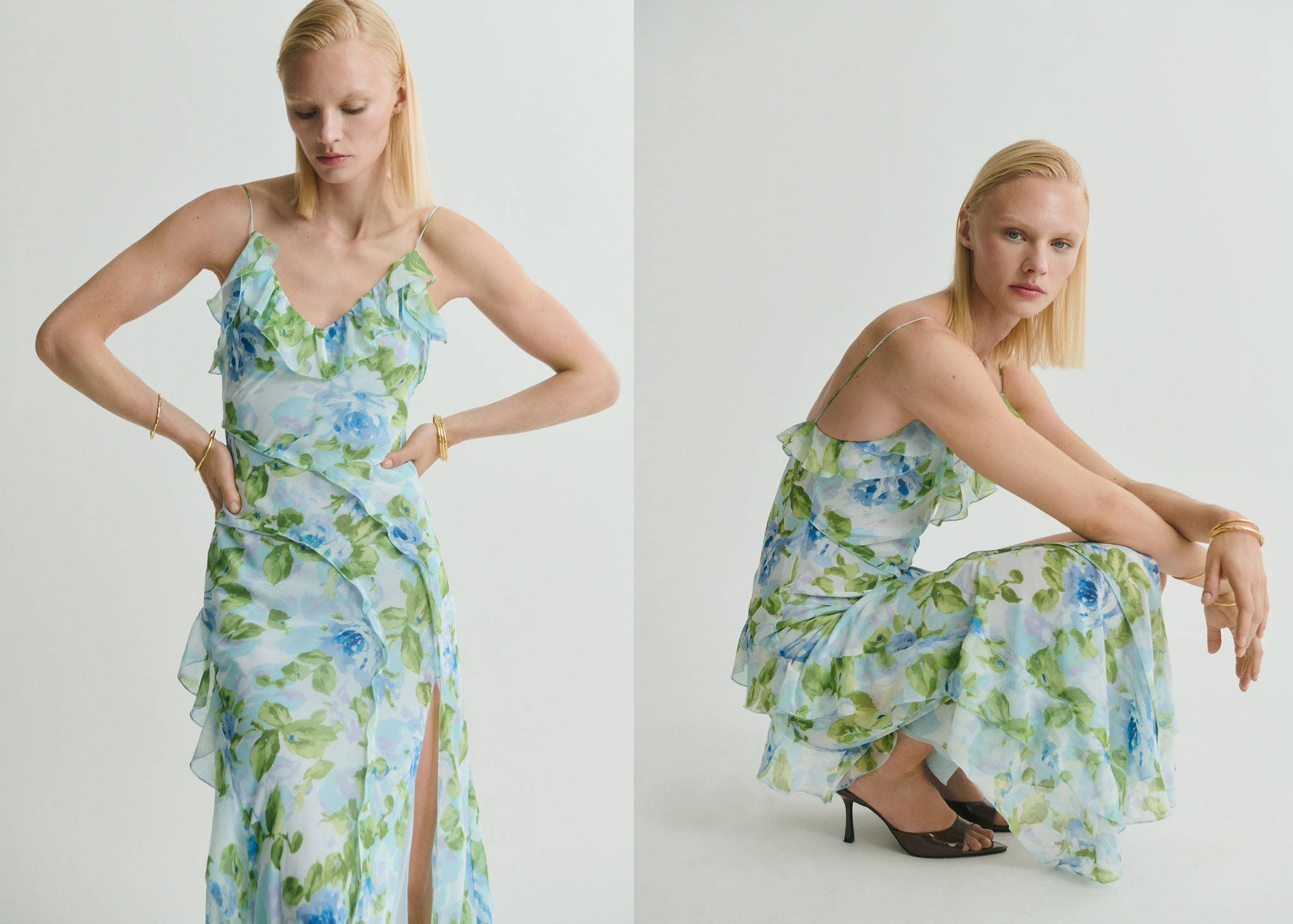 Ruffled floral print dress - Panoramic plane