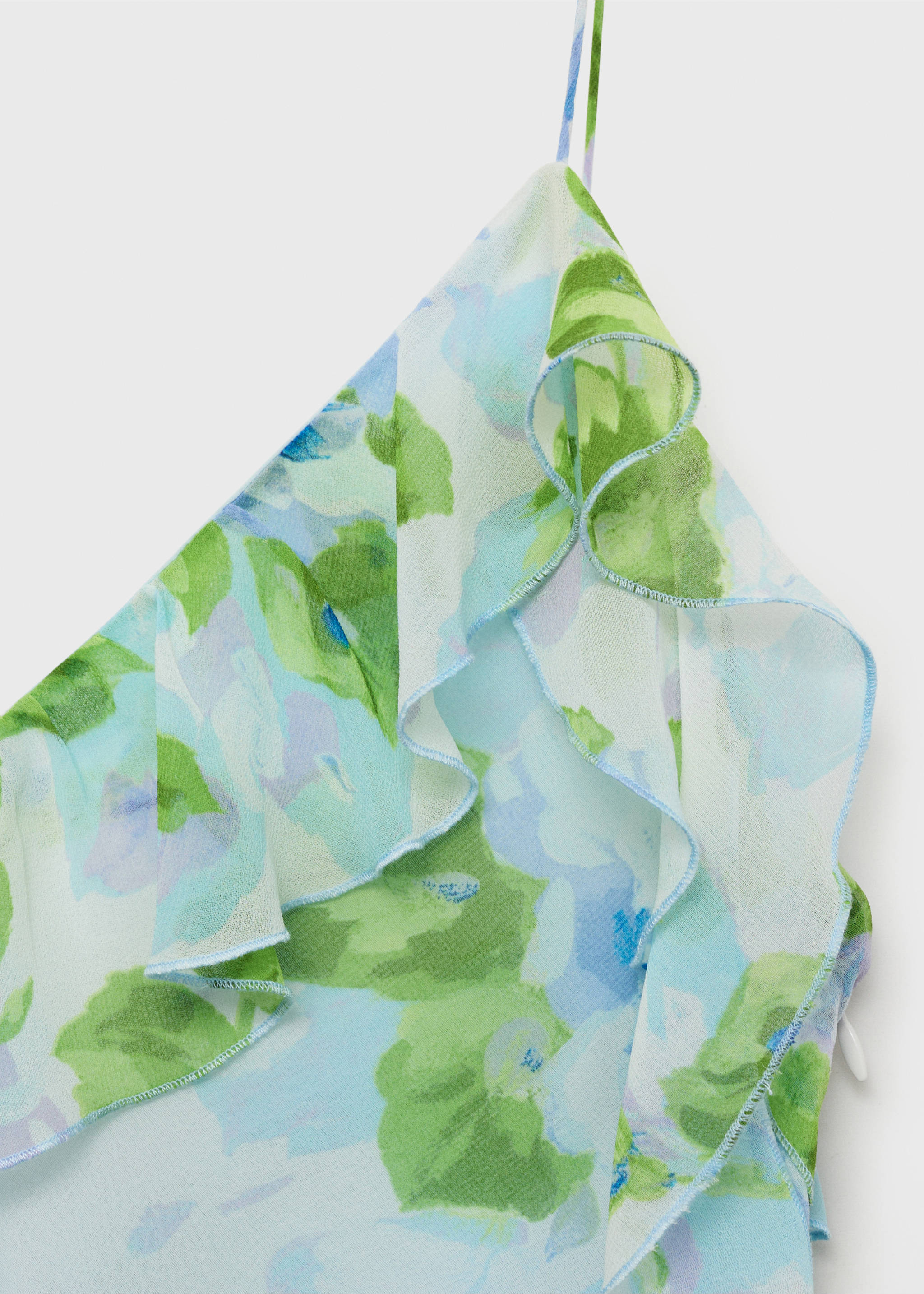 Robe à fleurs volantée - Détail de l'article 8, Bleu ciel. Ref: 87009086-00.