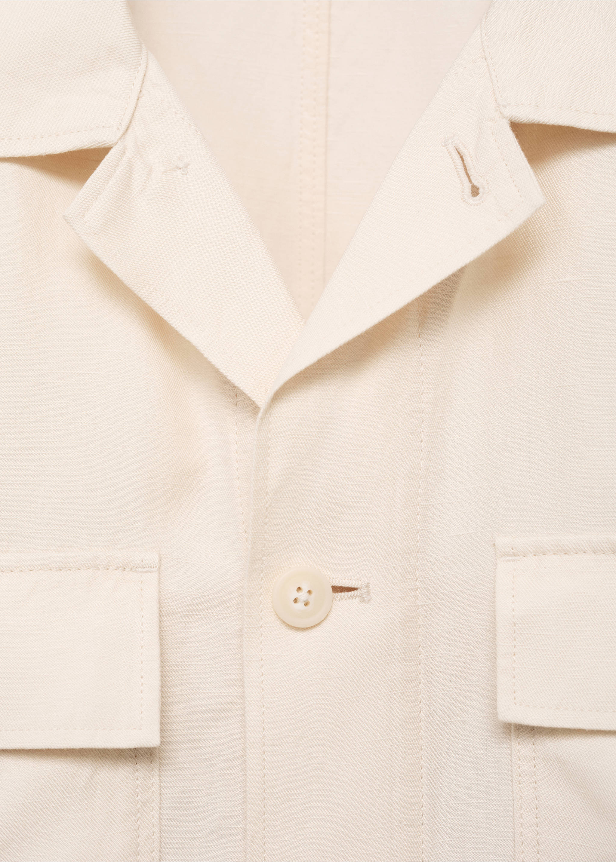 Bowlingovershirt van een linnenblend - Detail van het artikel 8, Ivoorwit. Ref: 87009208-00.
