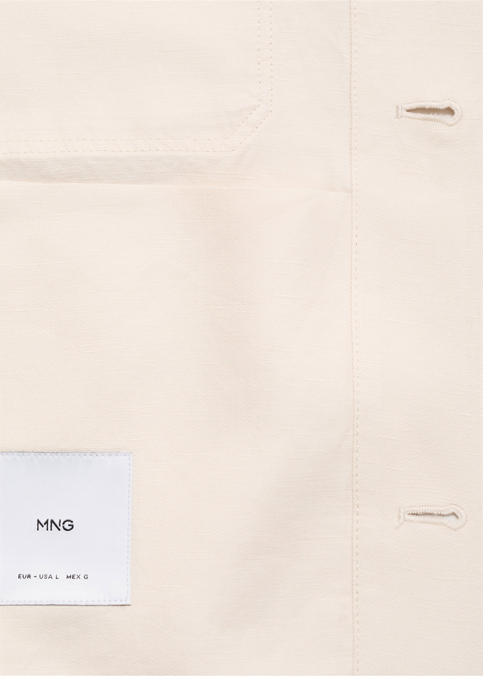 Bowlingovershirt van een linnenblend - Detail van het artikel 0, Ivoorwit. Ref: 87009208-00.