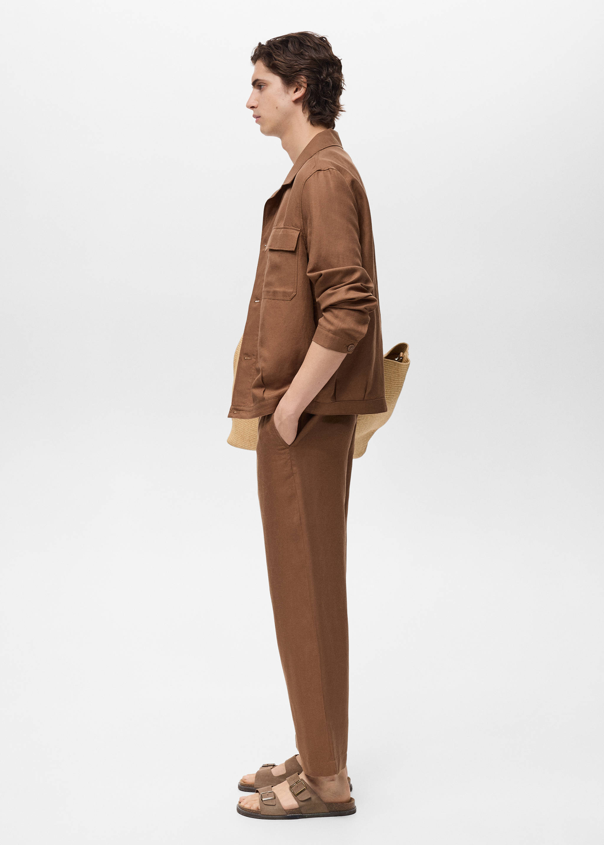 Bowling-style overshirt in a linen blend - Details of the article 2