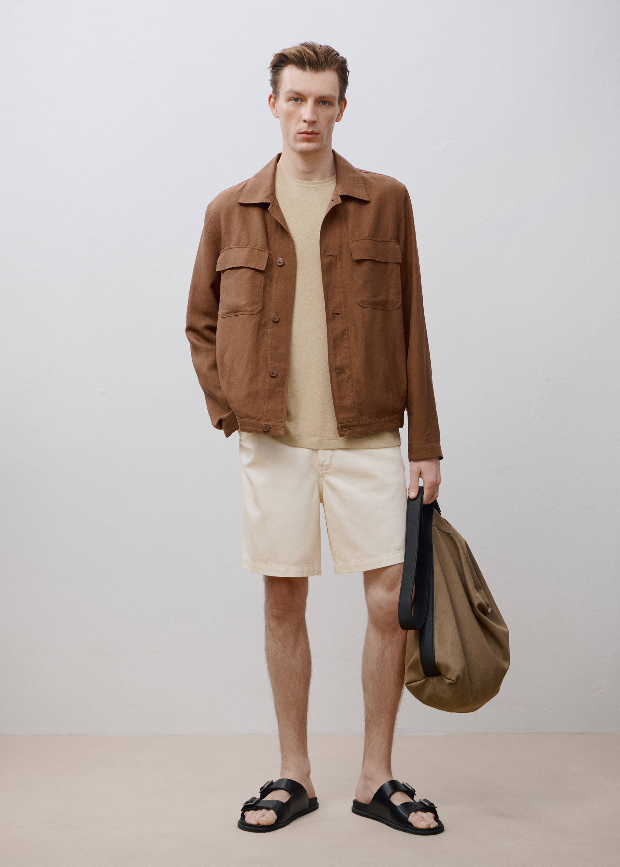 Bowling-style overshirt in a linen blend - Details of the article 5