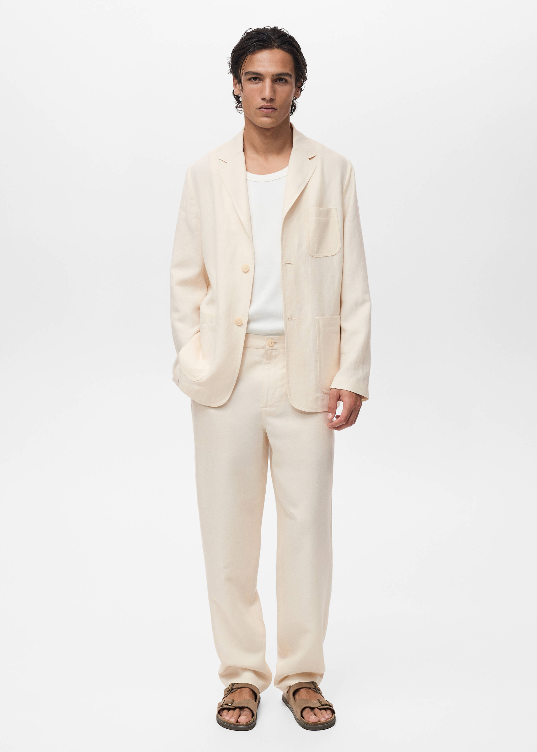 Linen-lyocell blend suit pants - General plane