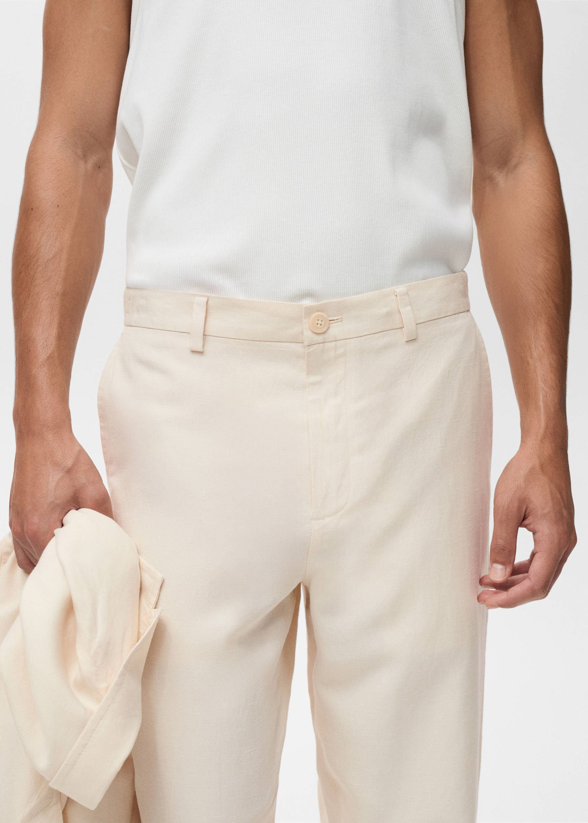 Linen-lyocell blend suit pants - Details of the article 1