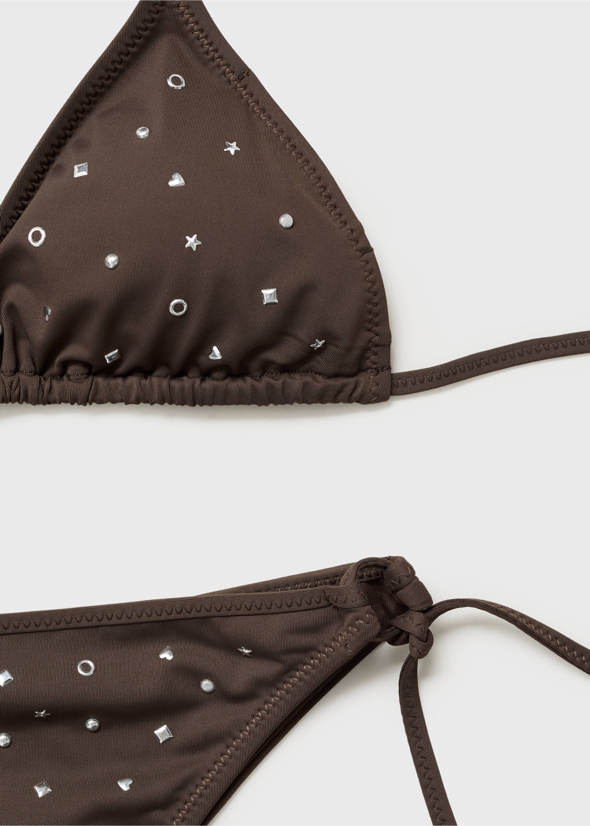 Metalik süslemeli üçgen bikini üstü - Ürün detayı 0, Çikolata. Ref: 87009214-00.