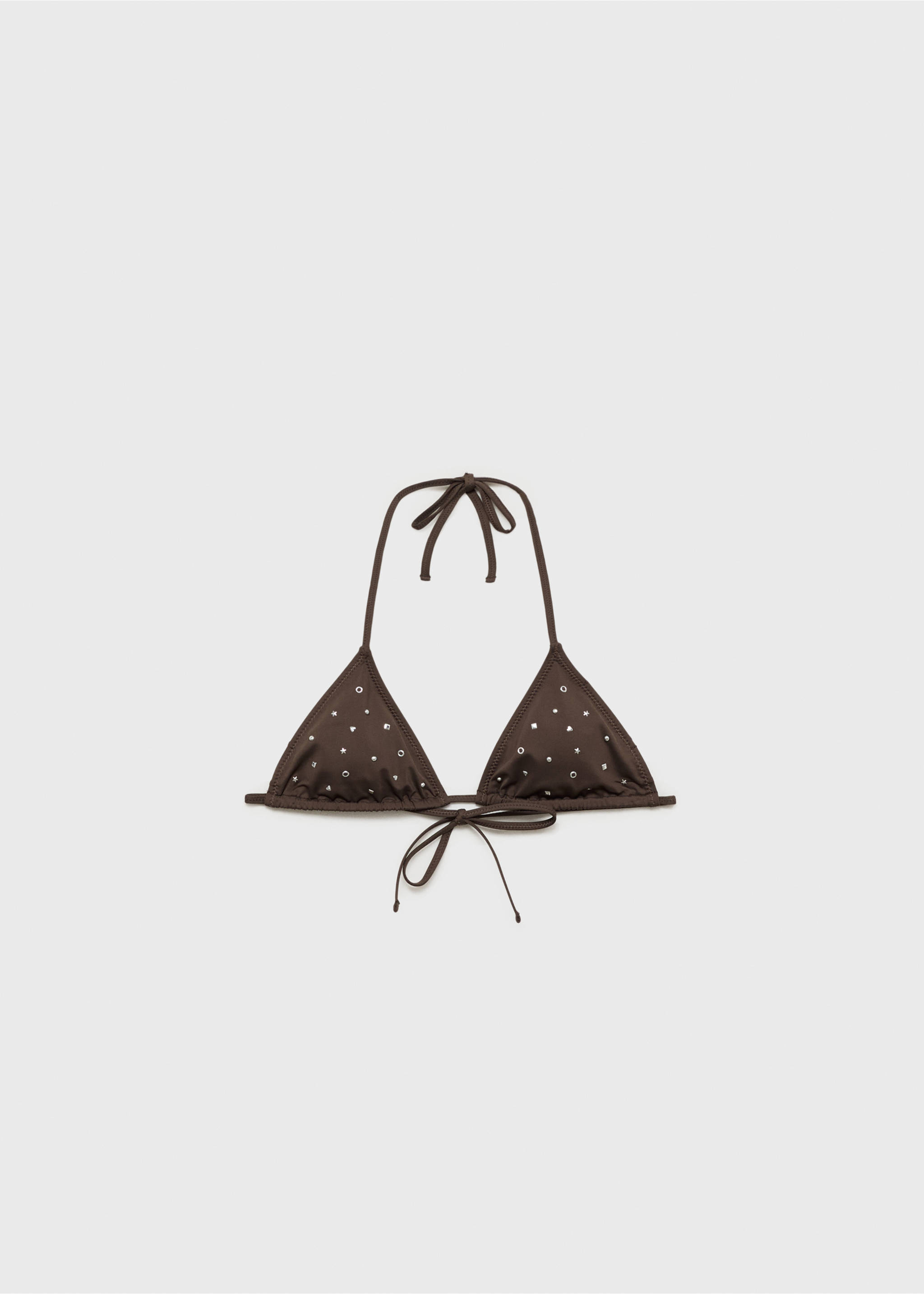 Metalik süslemeli üçgen bikini üstü - Modelsiz ürün, Çikolata. Ref: 87009214-00.