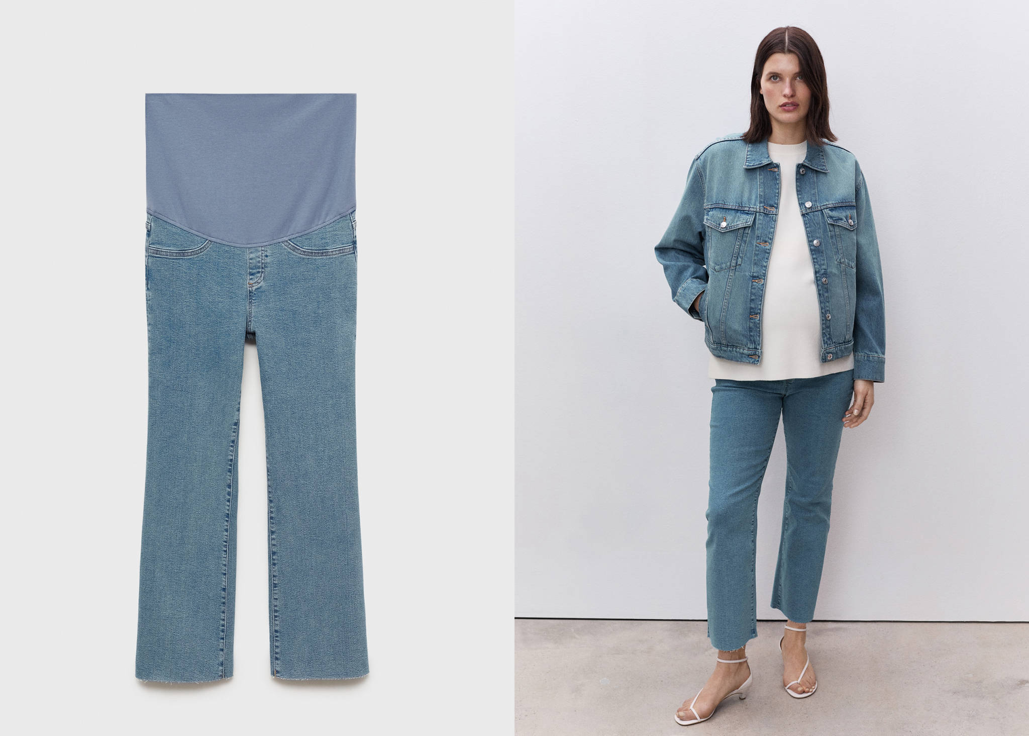 Maternity flared cropped jeans - Panoramic plane